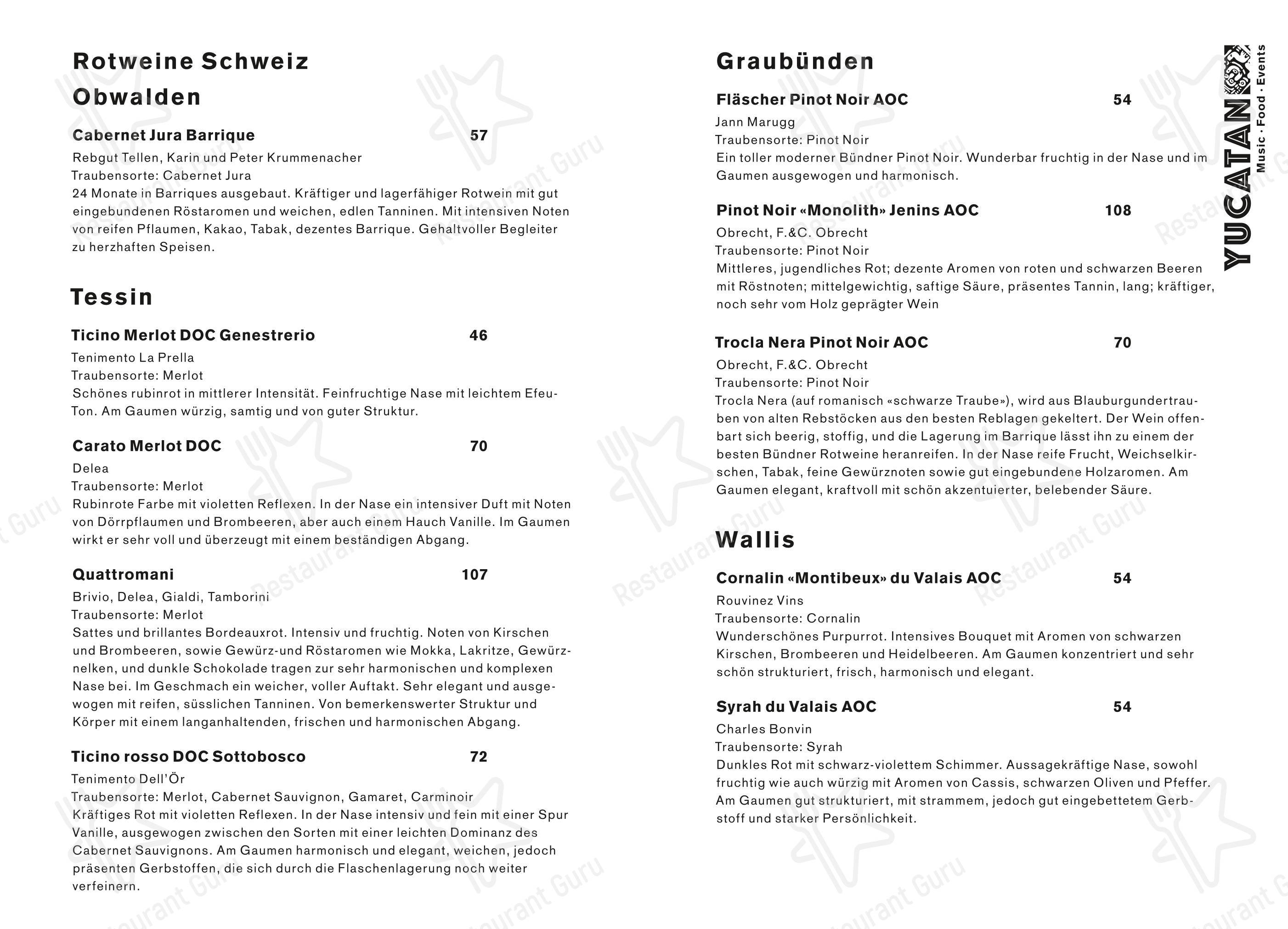 Yucatan Kitchen&Bar in Engelberg - Menu