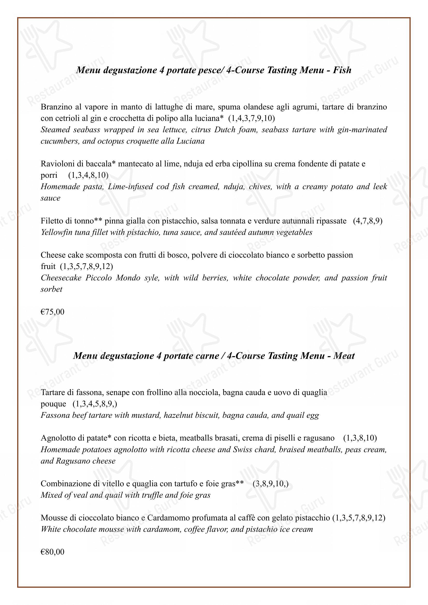 Menu per Ristorante Il Piccolo Mondo in Roma