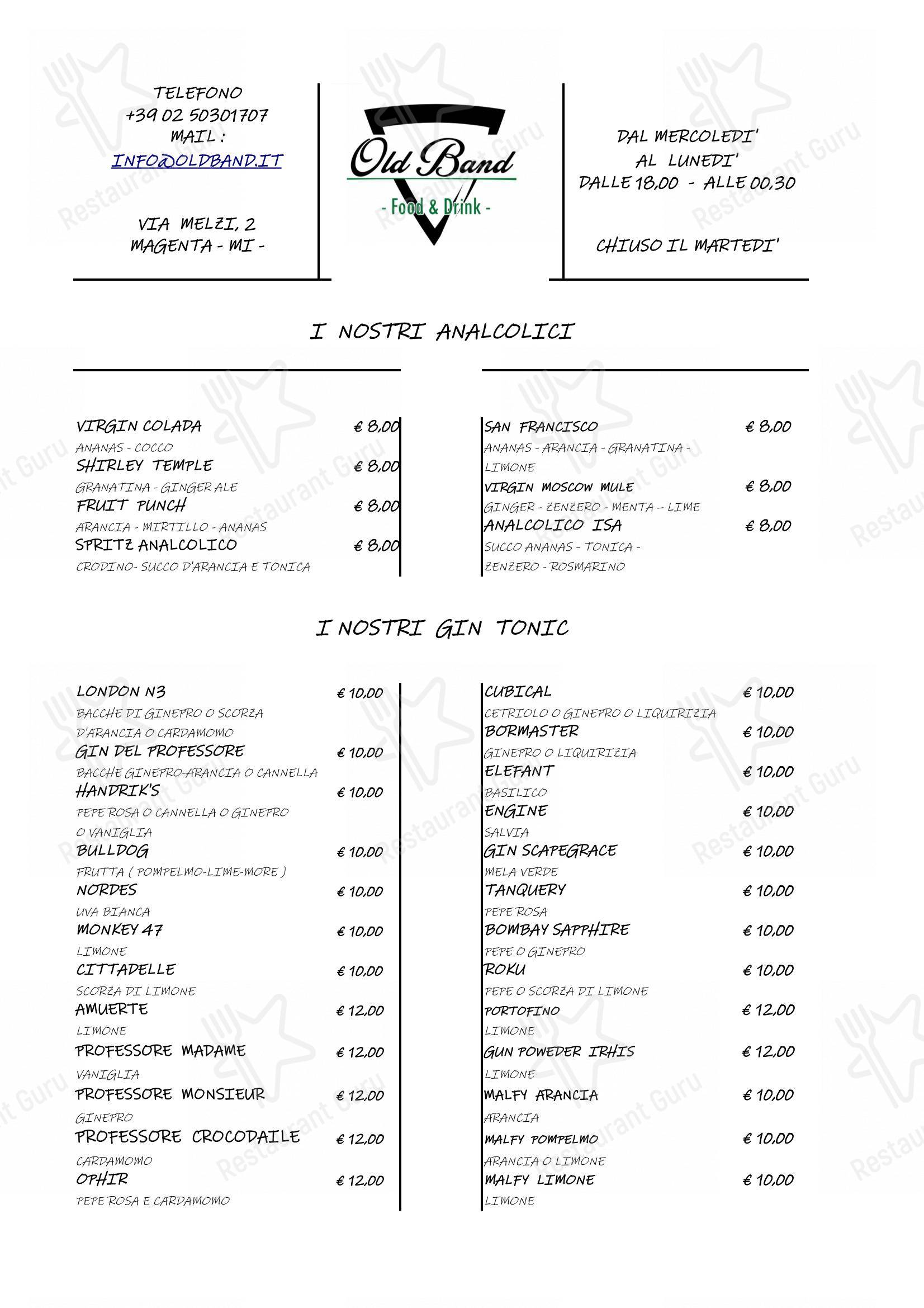 Ristorante Old Band in Magenta - Menu