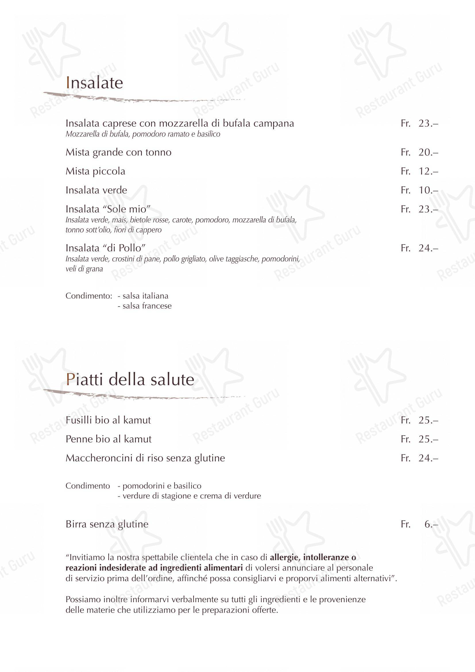 Menu pour Ristorante Sole - Menu bar