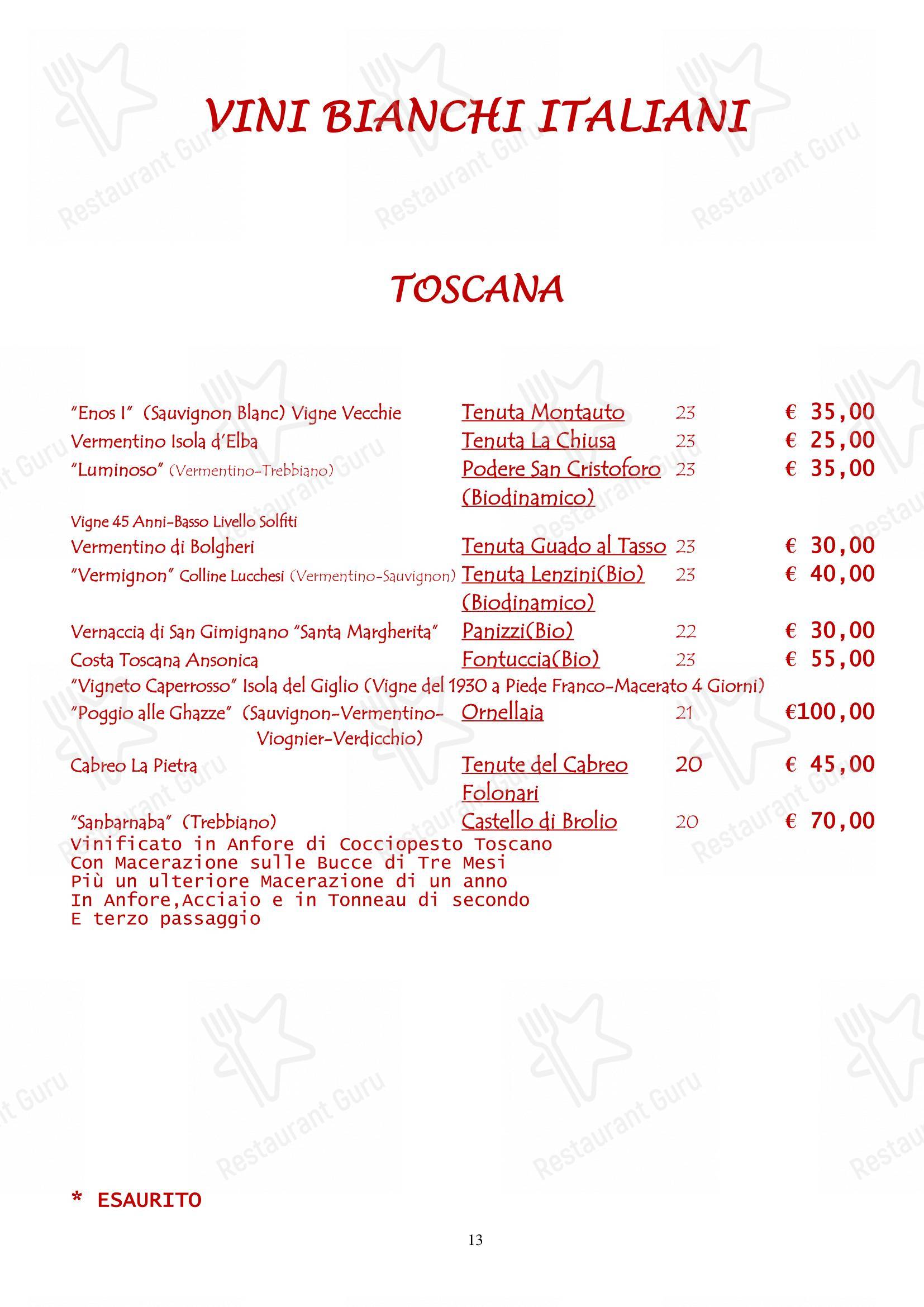 Ristorante da Miro in Viareggio - 菜单