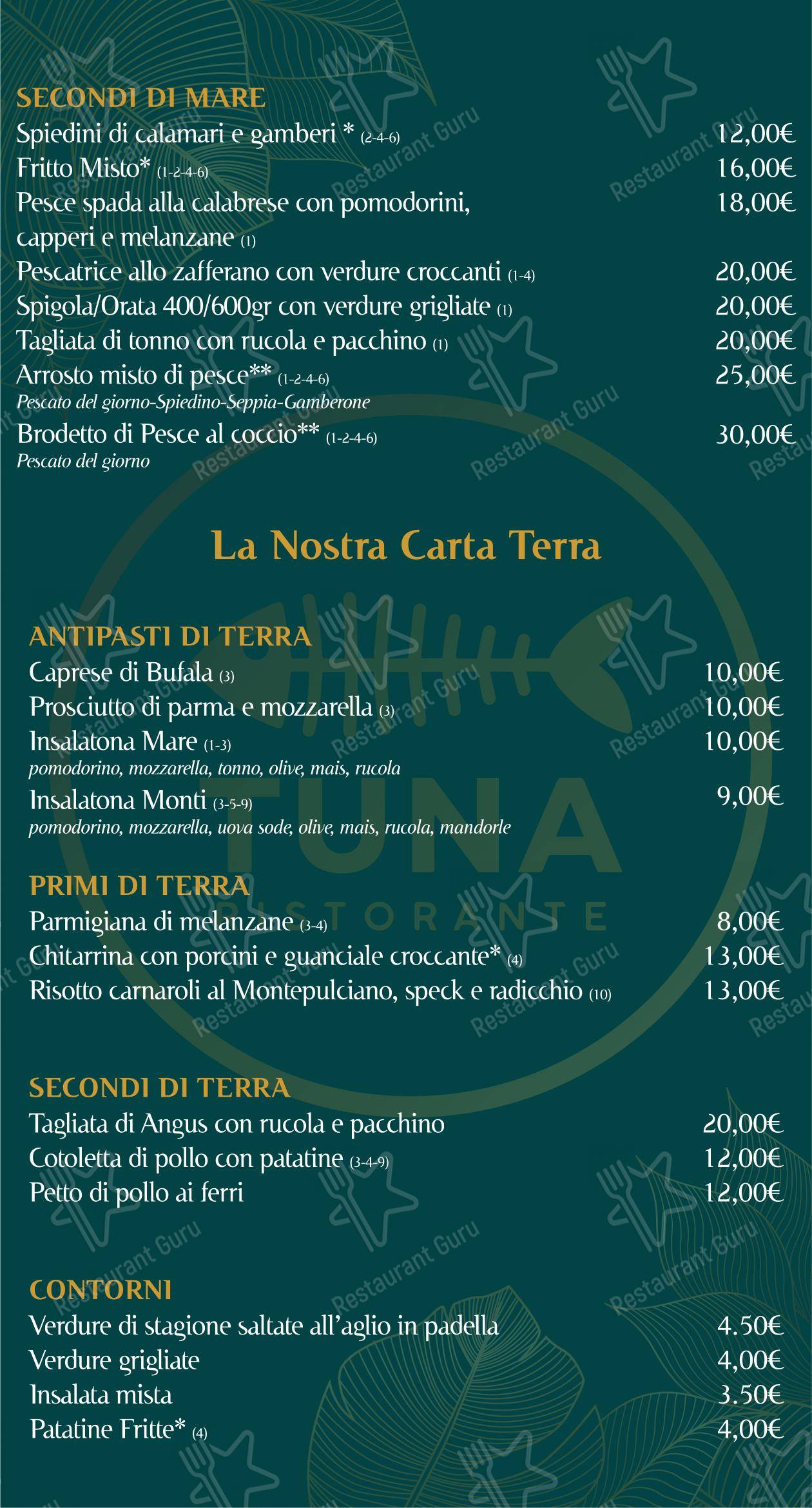 Menu di Ristorante Tuna Chieti - Menu