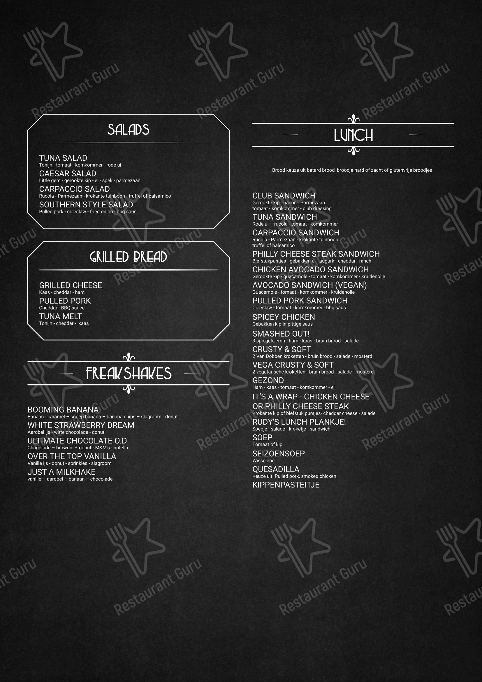 Menu pour Rudy's dans Landgraaf