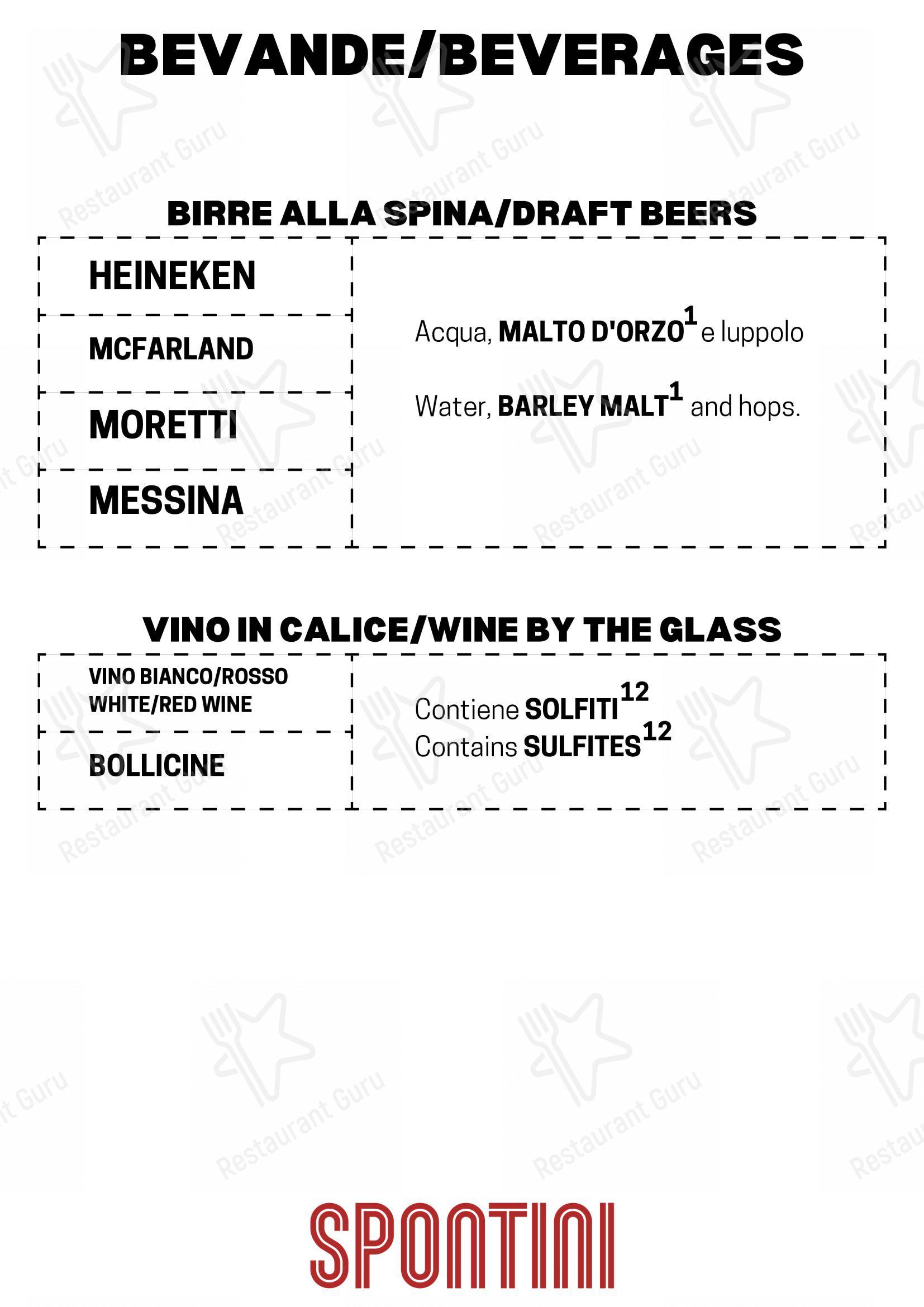 Menu per Spontini Milano 1953 in Monza
