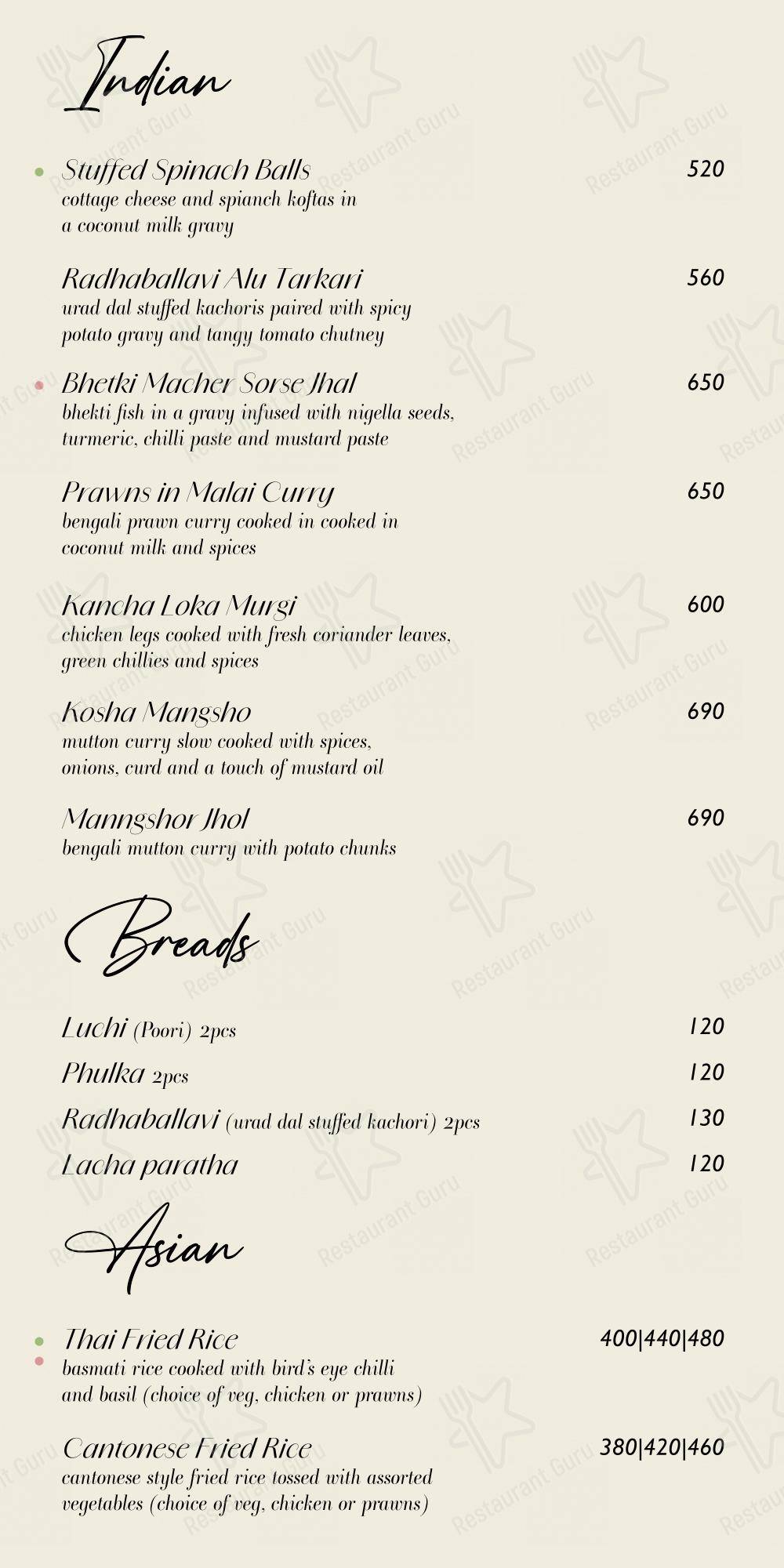 Menu for the Sterling by Madras Square Restobar in Nungambakkam restaurant