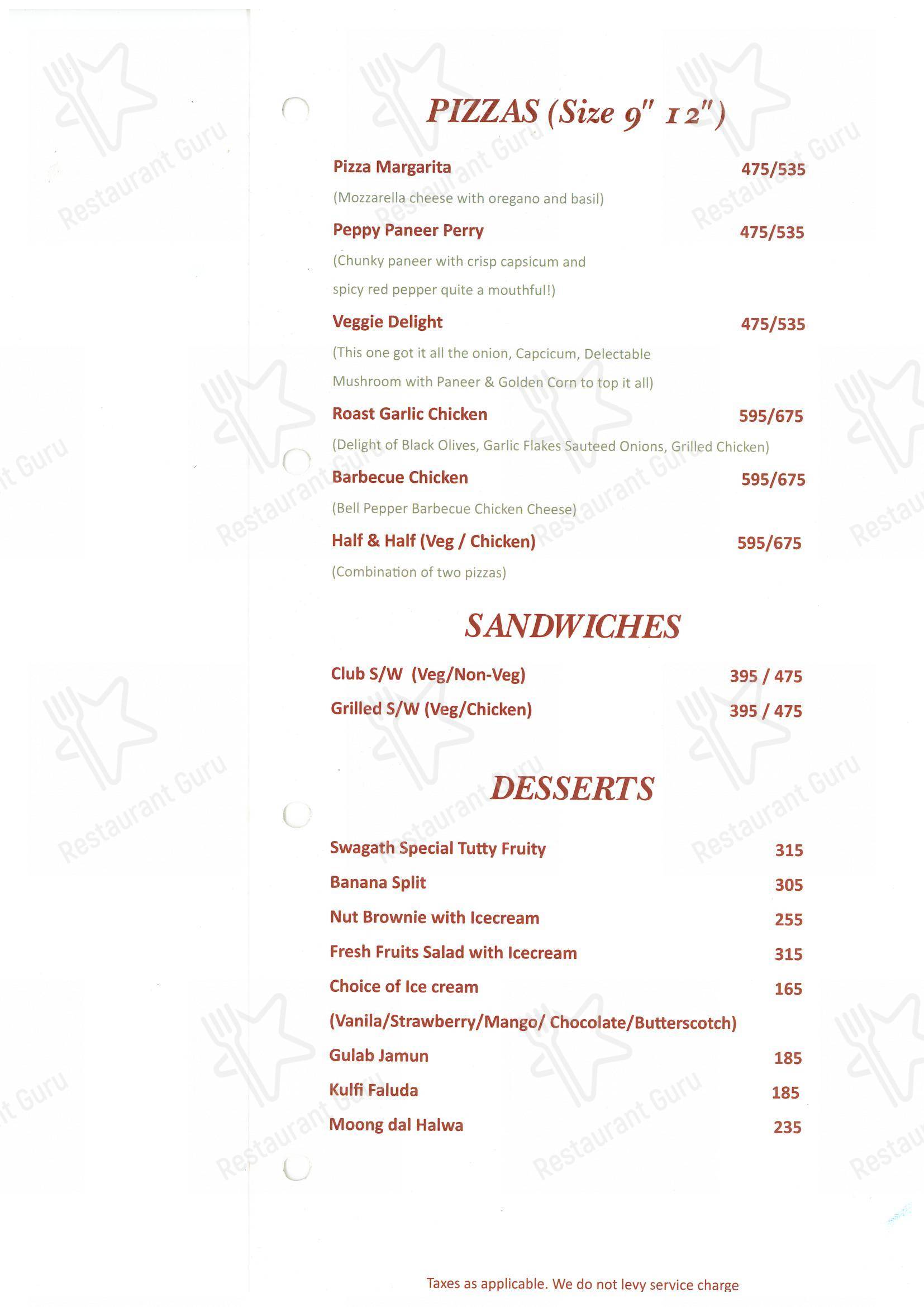 Menu for Swagath Restaurant & Bar in New Delhi