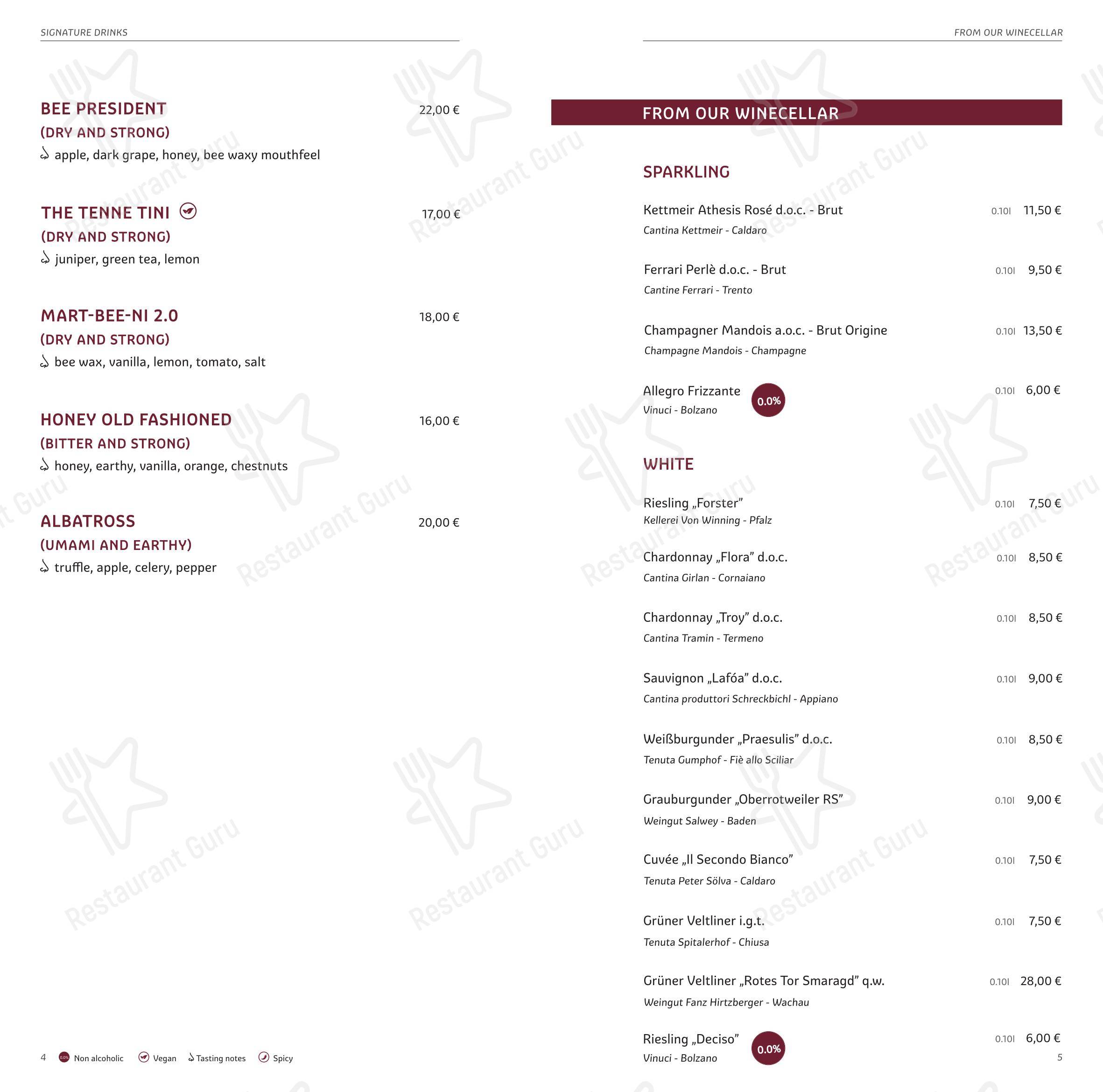 Menu bar per Tenne Lodges pizzeria