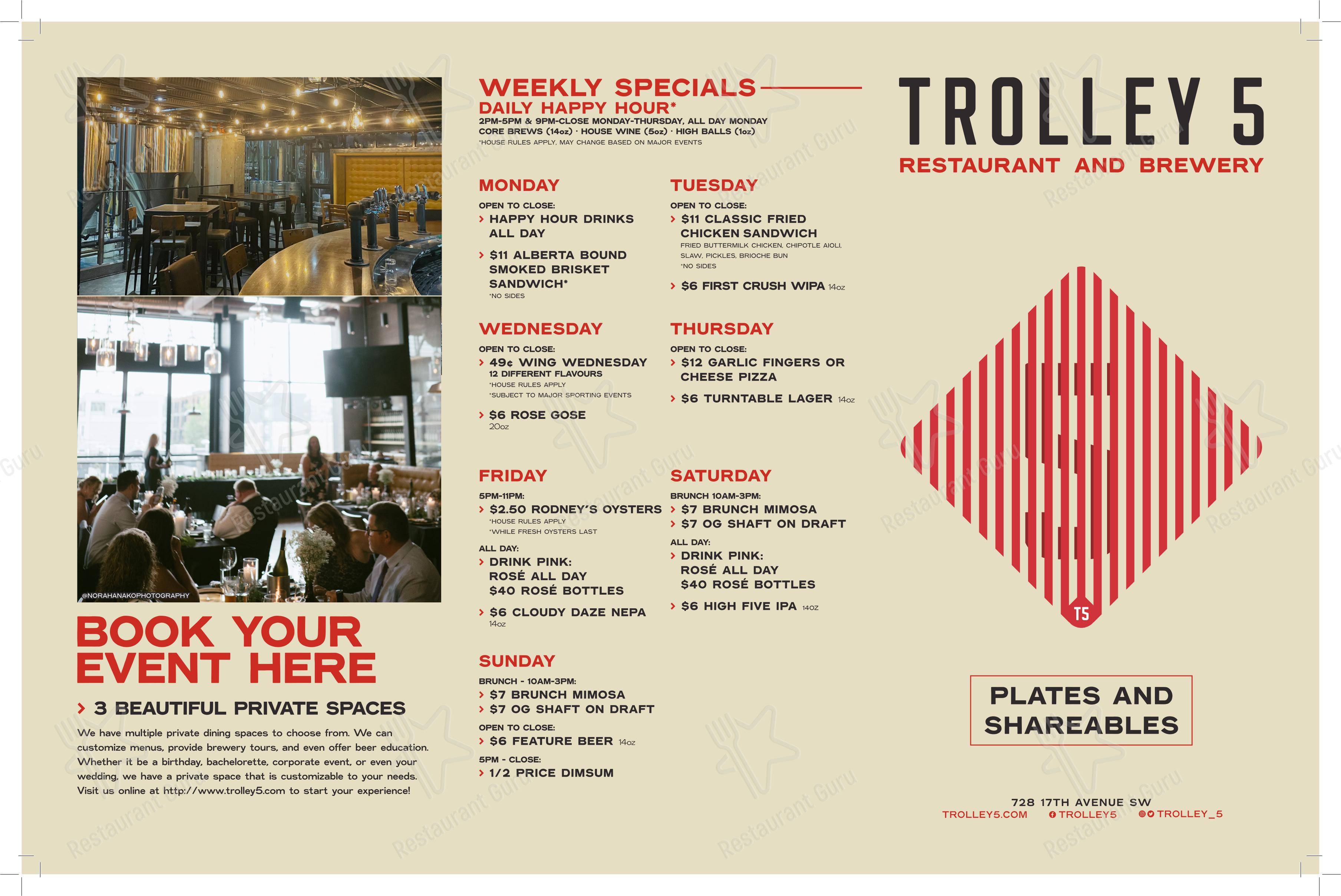 Menu pour Trolley 5 Brewpub - Menu