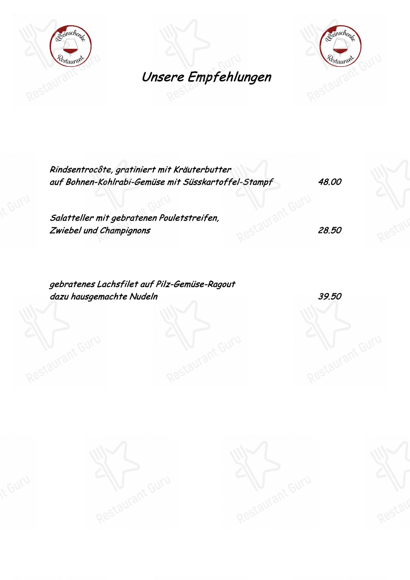Menu bar per Weinschenke in Gossau