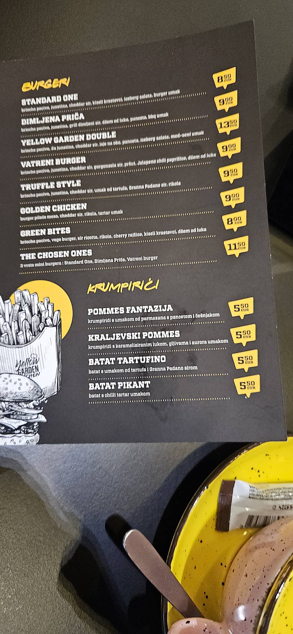 Menu di yellow GARDEN 