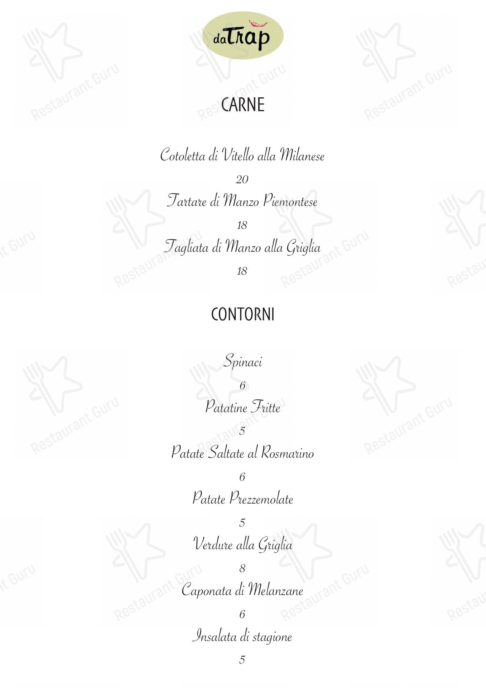 Ristorante Pizzeria da Trap in Milano - Menu bar