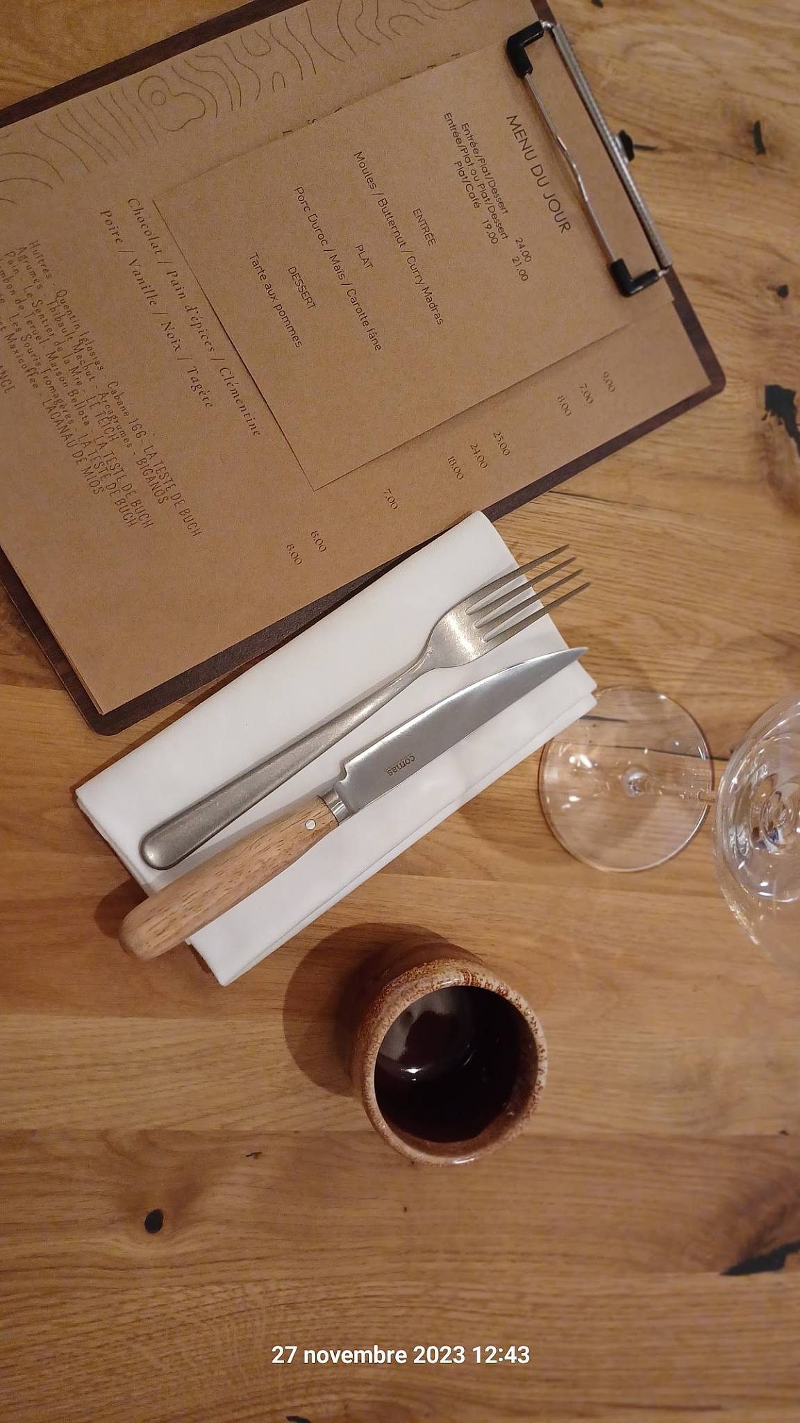 Menu at , Le Teich