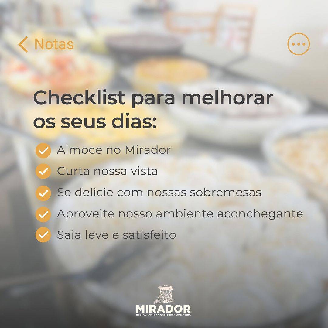 Mirador Restaurante e Café cardápio