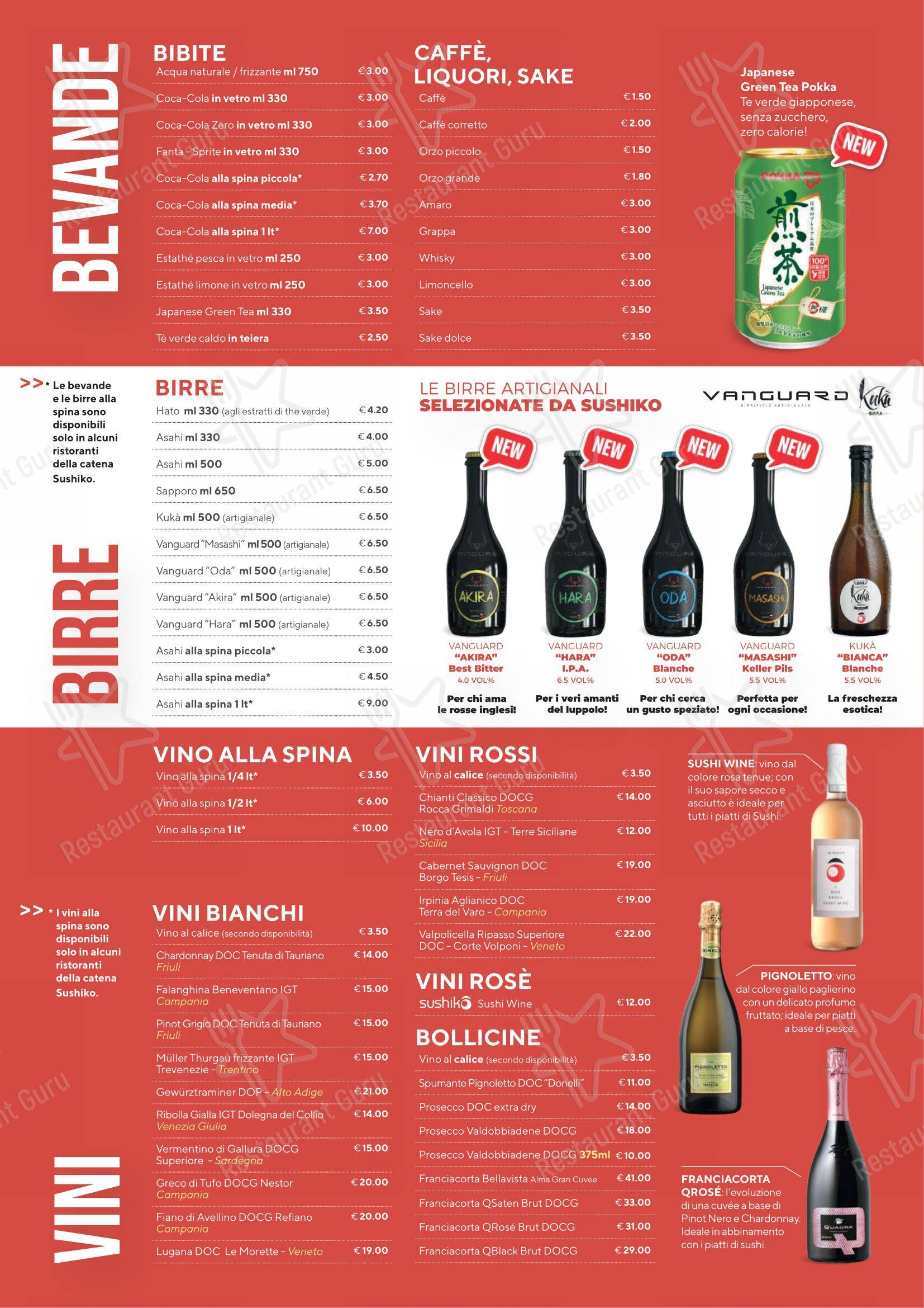 Menu bar per Sushiko Riva del Garda - Blue Garden ristorante