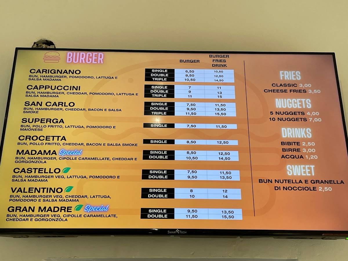 Menu di Madama Burger 