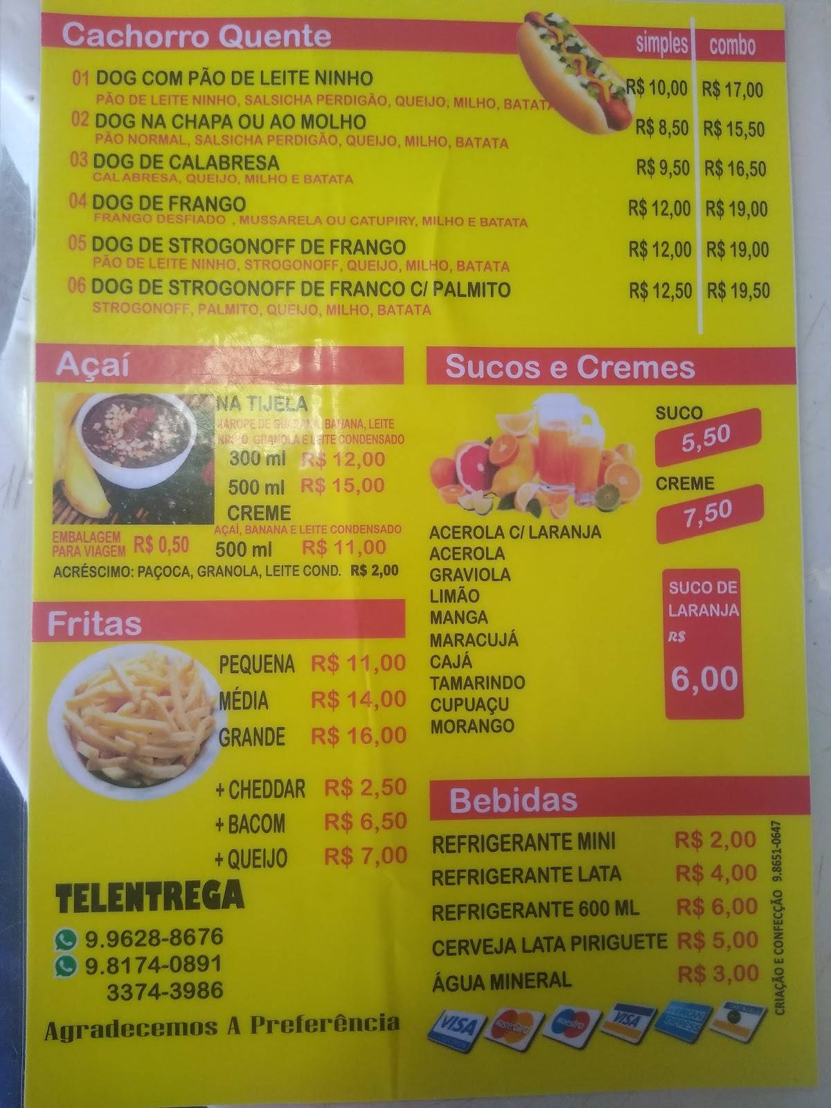 14 Irmãos cardápio