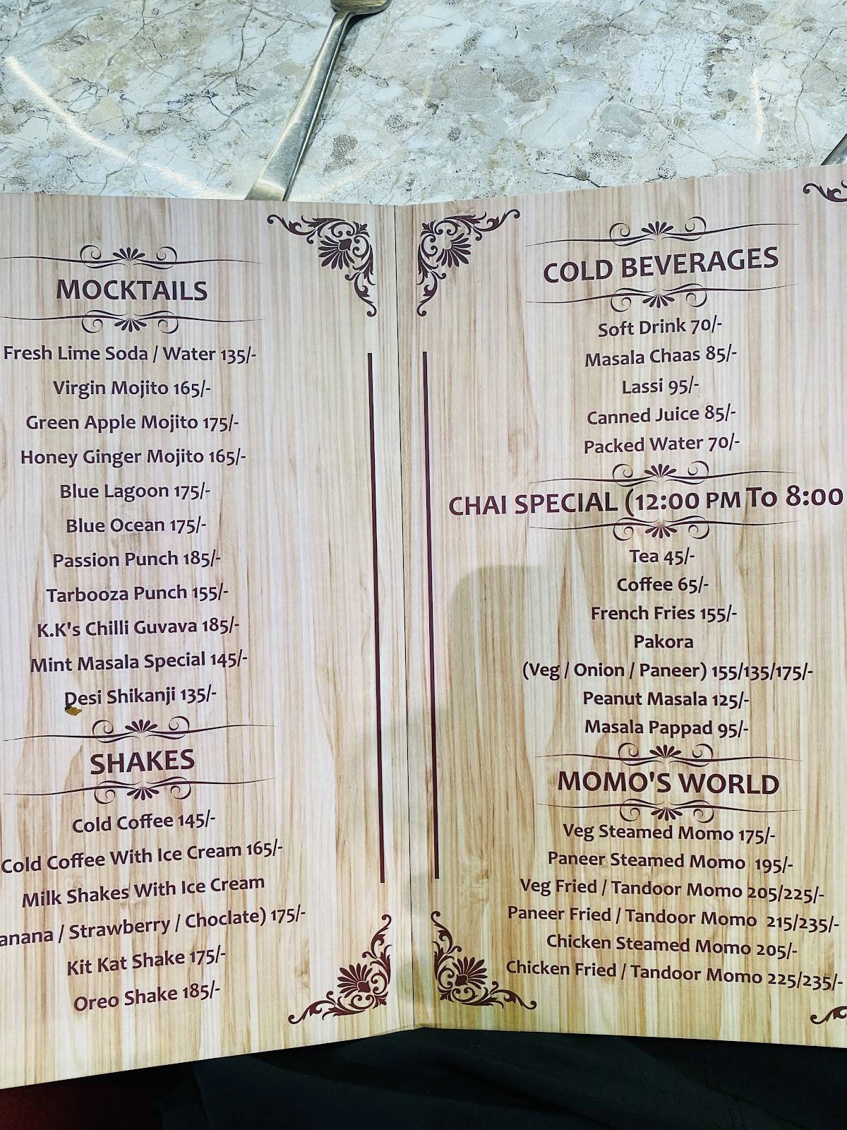 360 Degree Dining menu