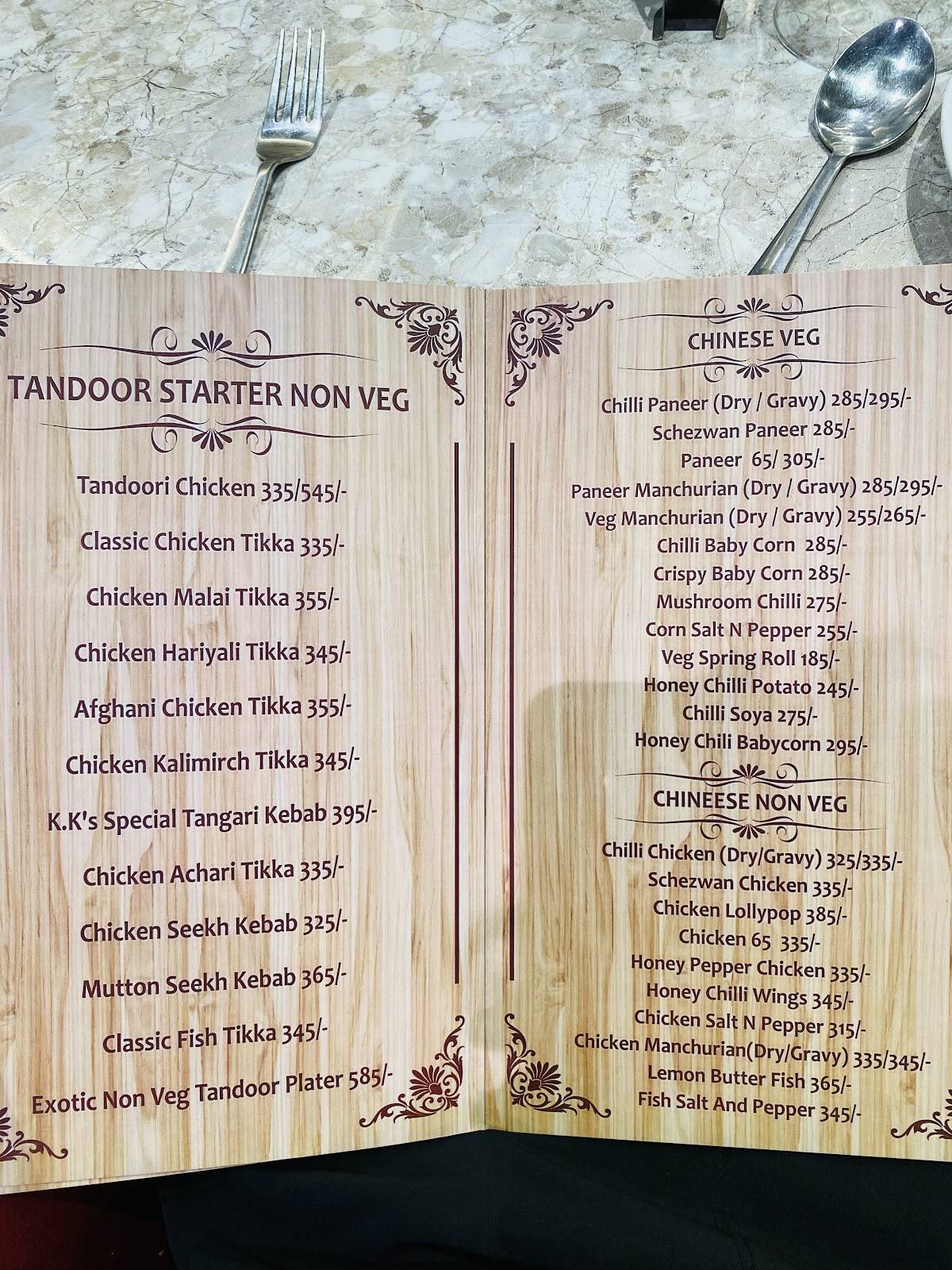 360 Degree Dining menu