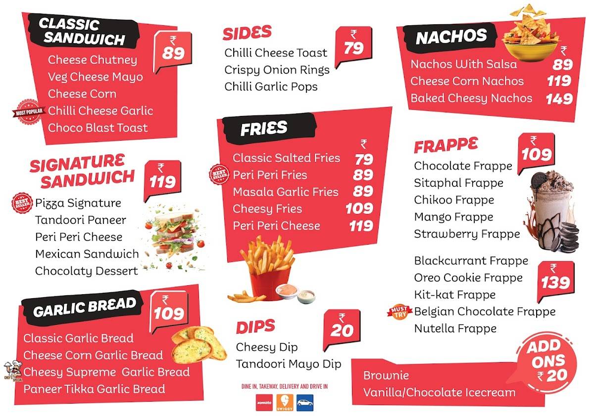 4Teen Shakes menu