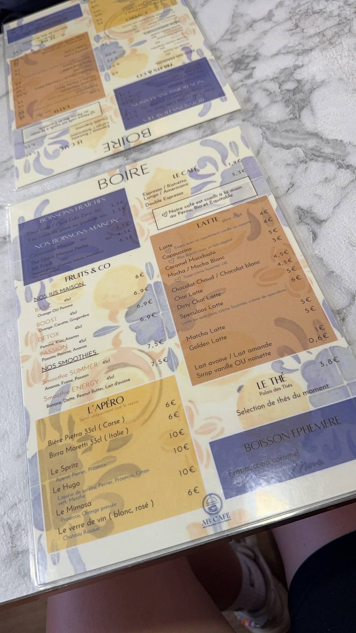 Menu de AB CAFE