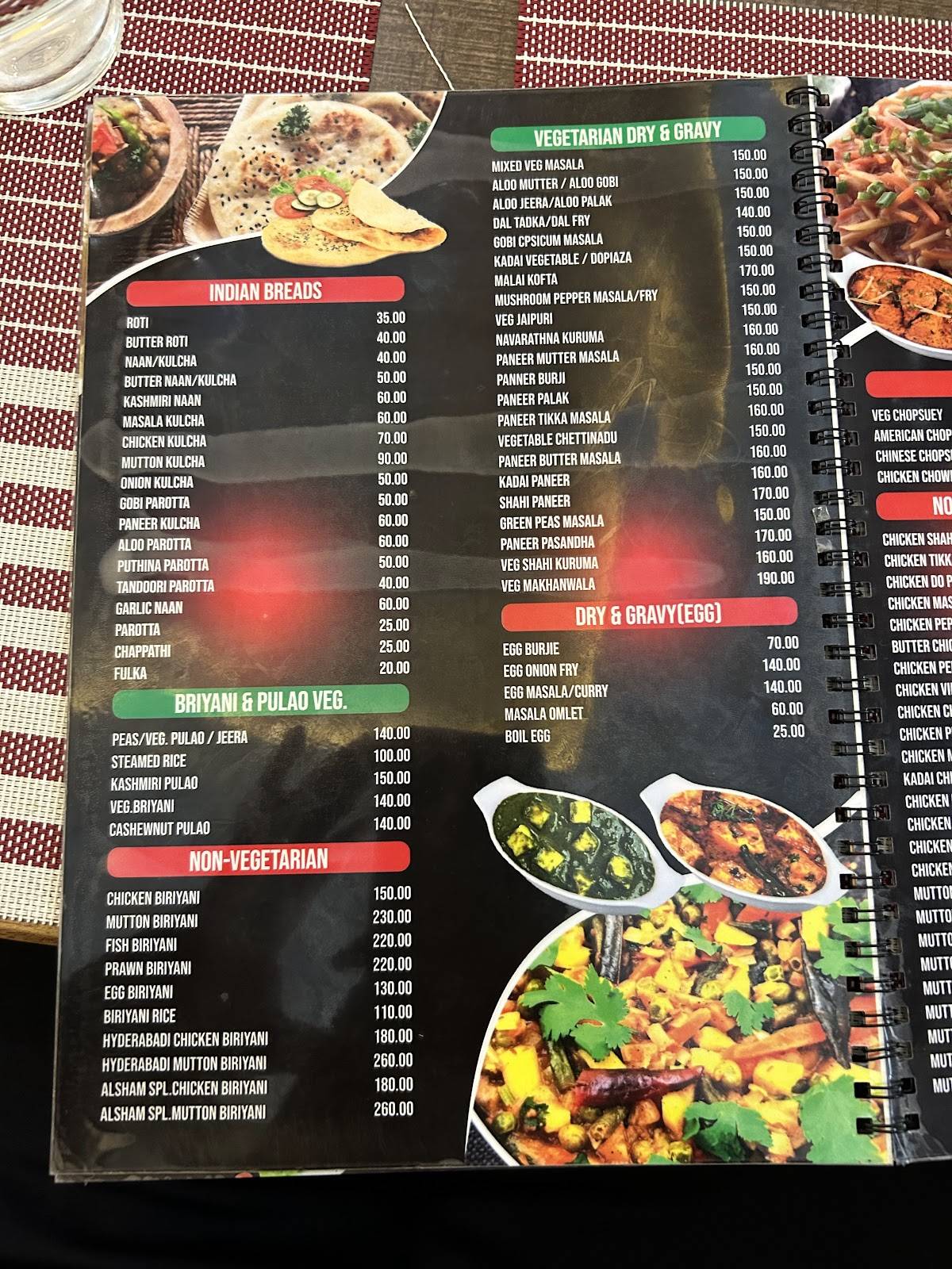 AL Sham Multicusine restaurant menu