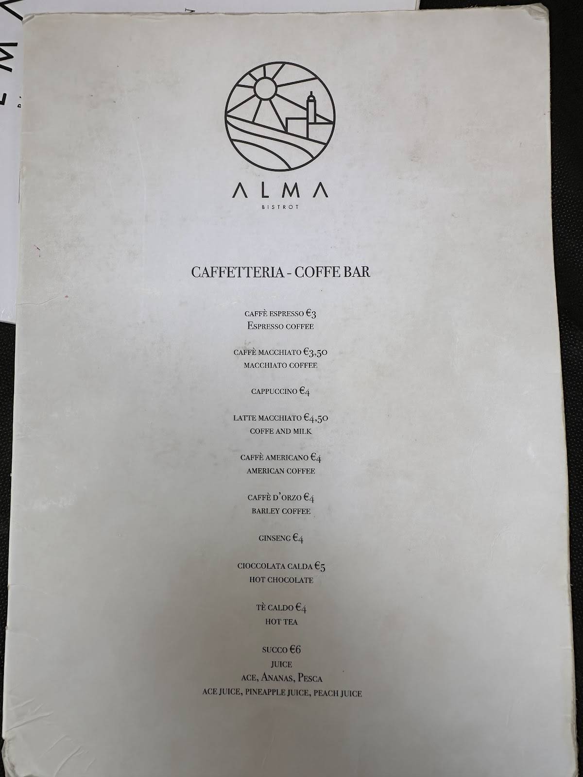 Menu di ALMA 
