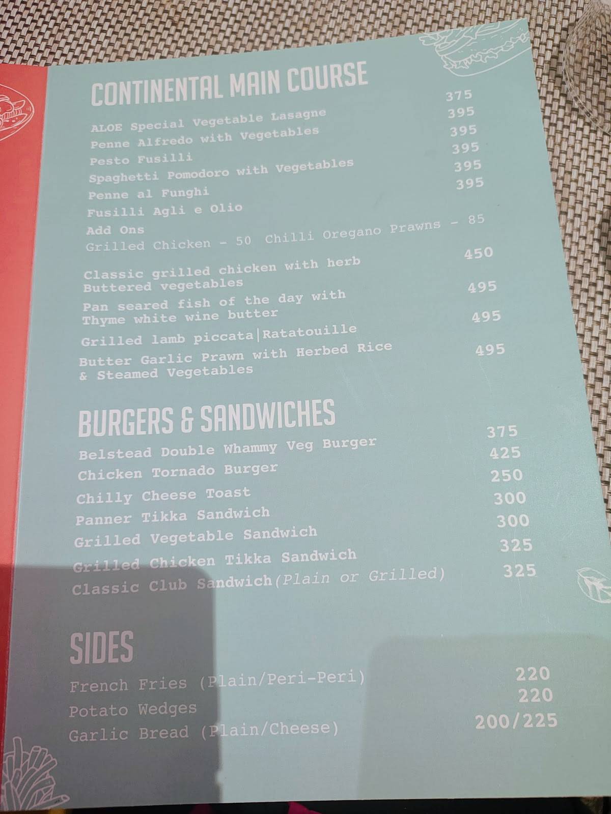 ALOE- A Little of Everything menu