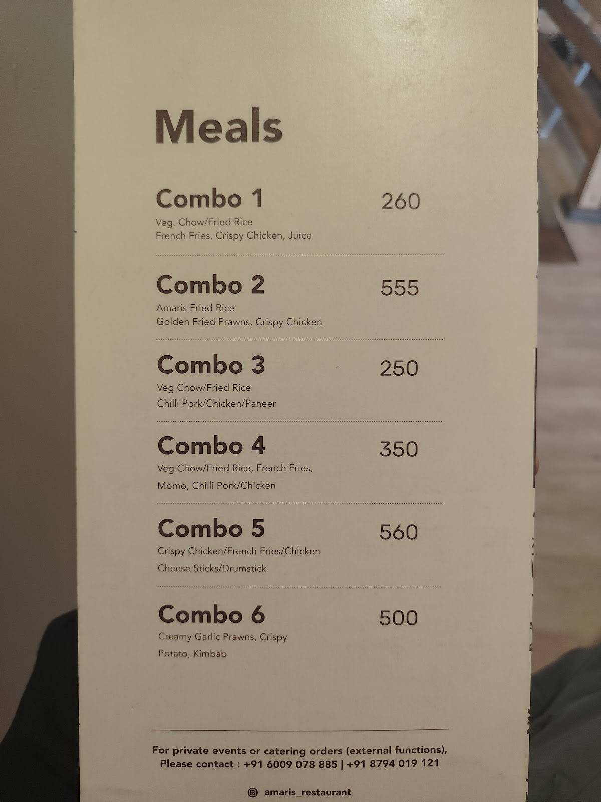 AMARIS menu