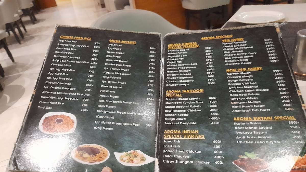 AROMA FINE DINE RESTAURANT & BANQUET HALL menu