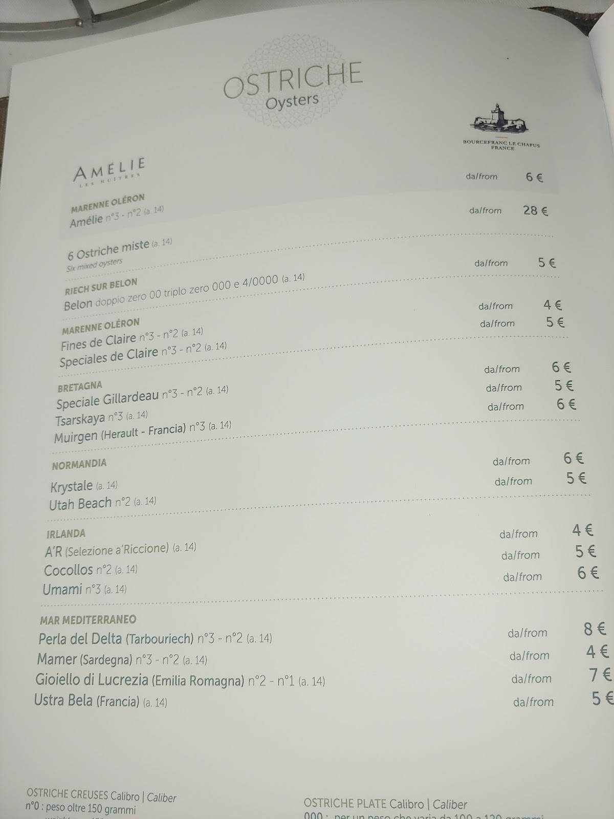 Menu di A'Riccione 