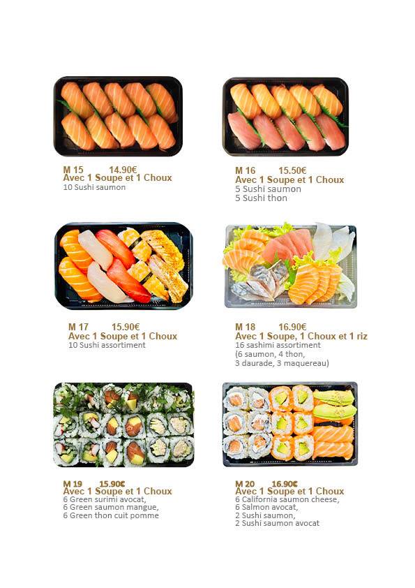 Menu de ASIA SHOP traiteur japonais（plats à emporter）