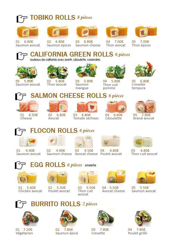 Menu de ASIA SHOP traiteur japonais（plats à emporter）