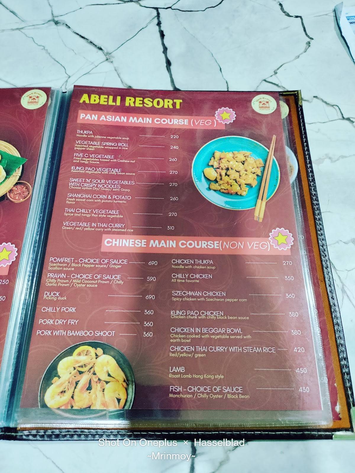 Abeli Resort menu