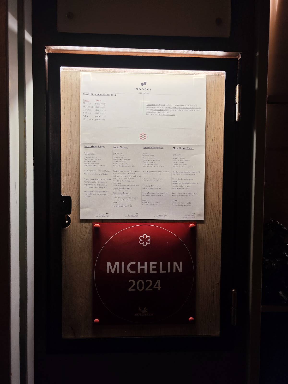 Menu di Abocar due cucine 