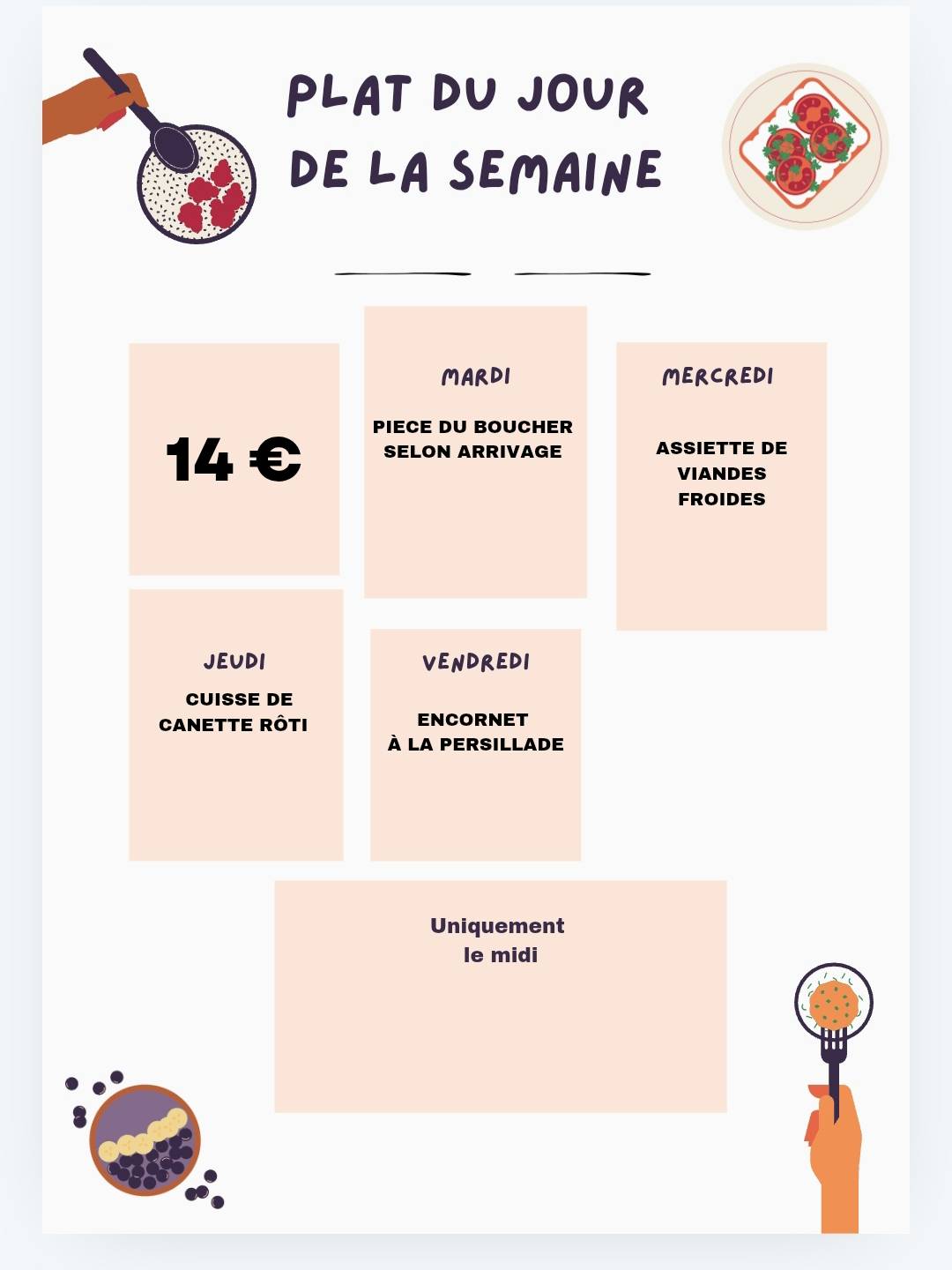 Menu de L'entrepôtes