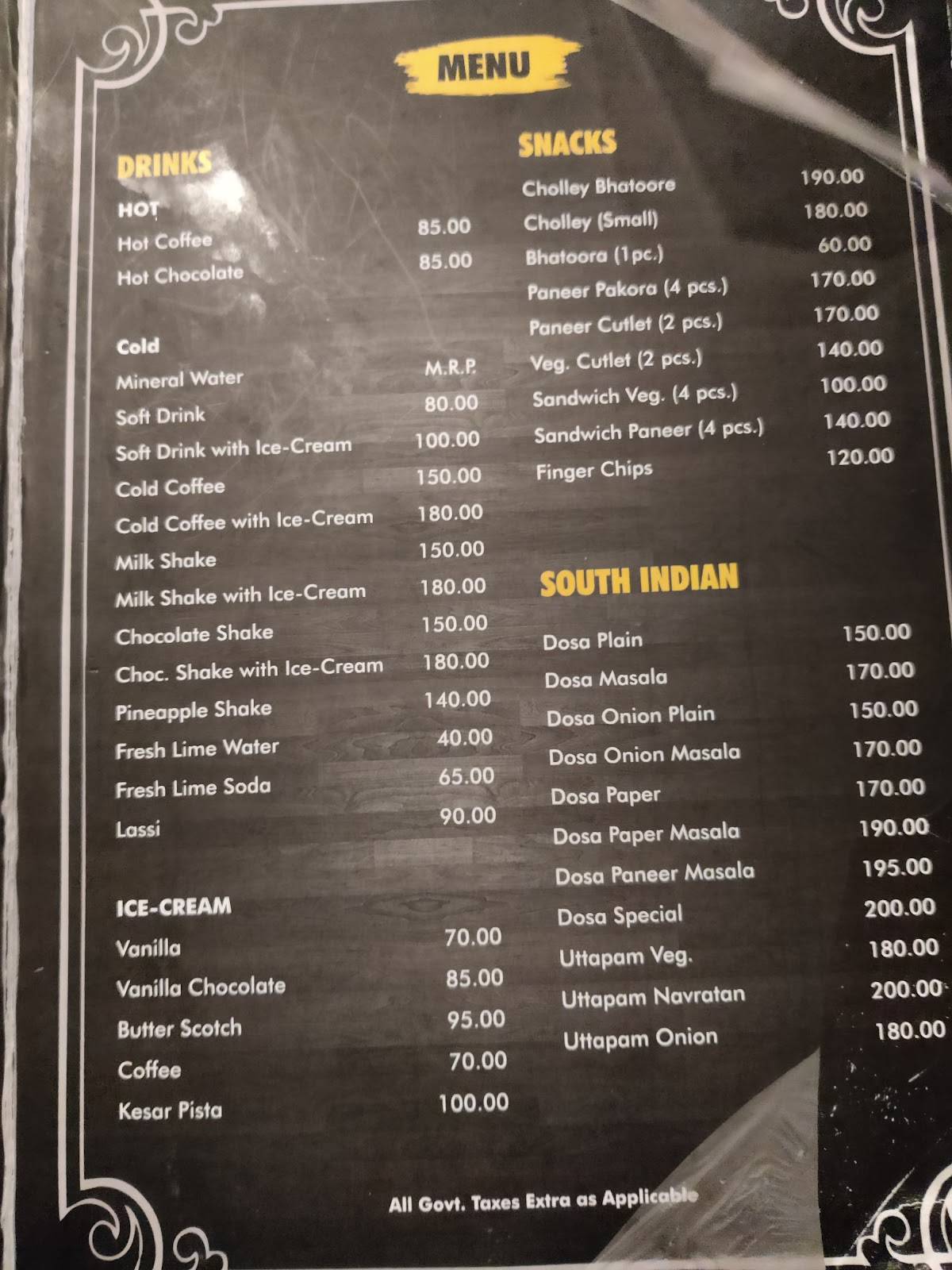 Achman Veg. Restaurant menu
