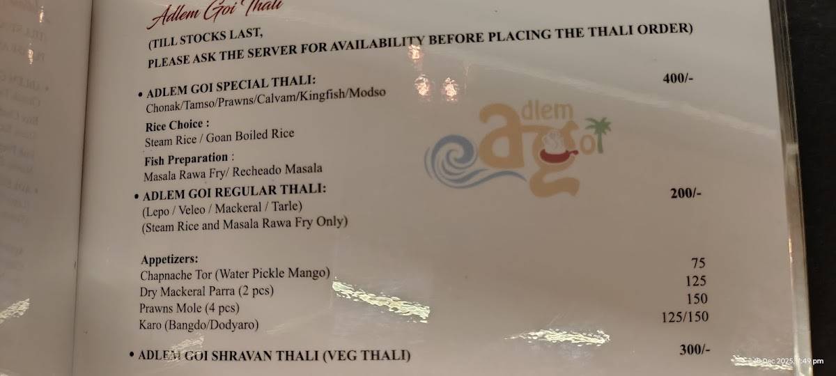 Adlem Goi menu