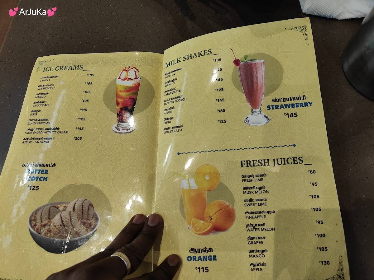 Adyar Ananda Bhavan - A2B menu