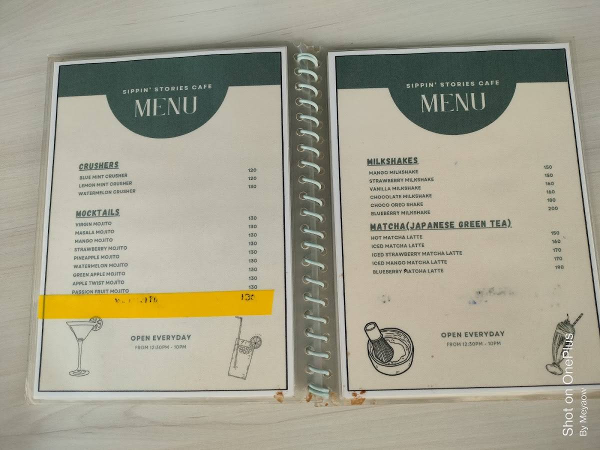 Sippin' Stories menu