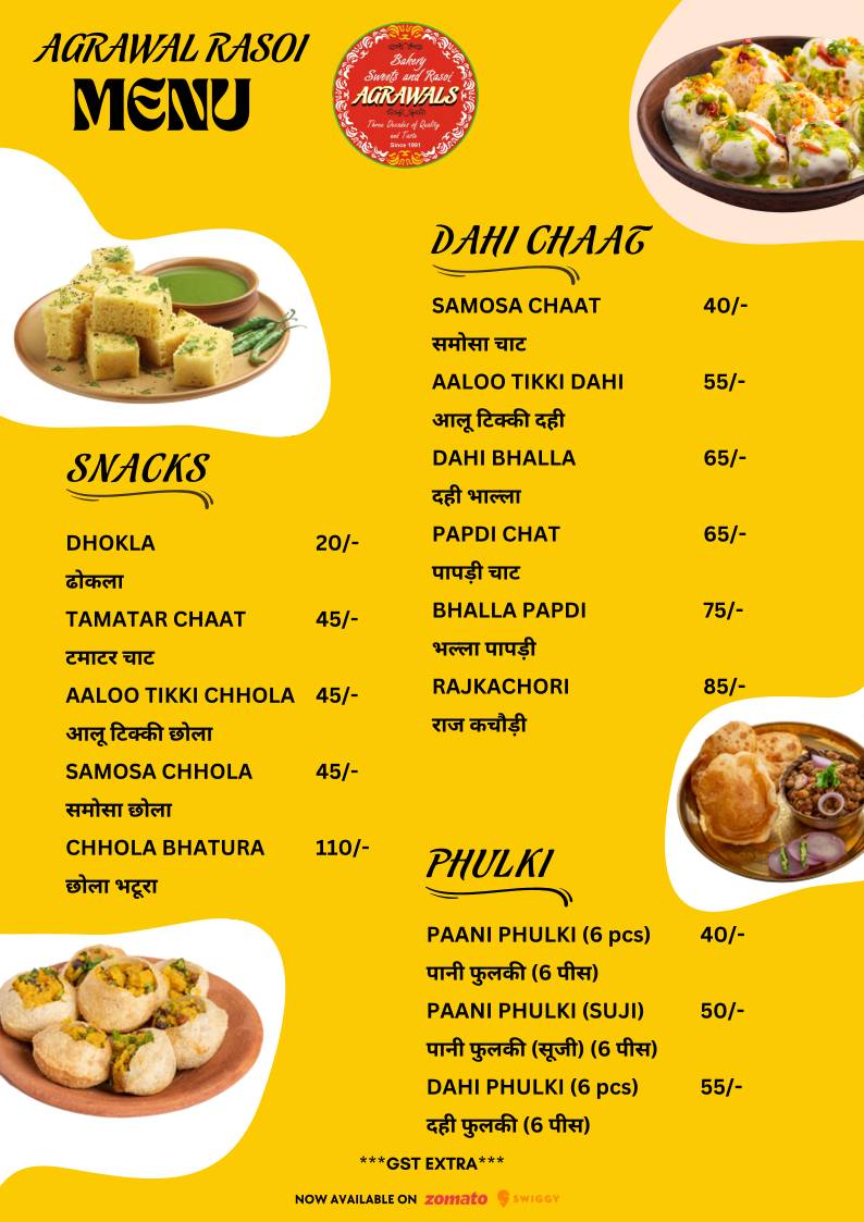 Agarwal's Mithai & Rasoi menu