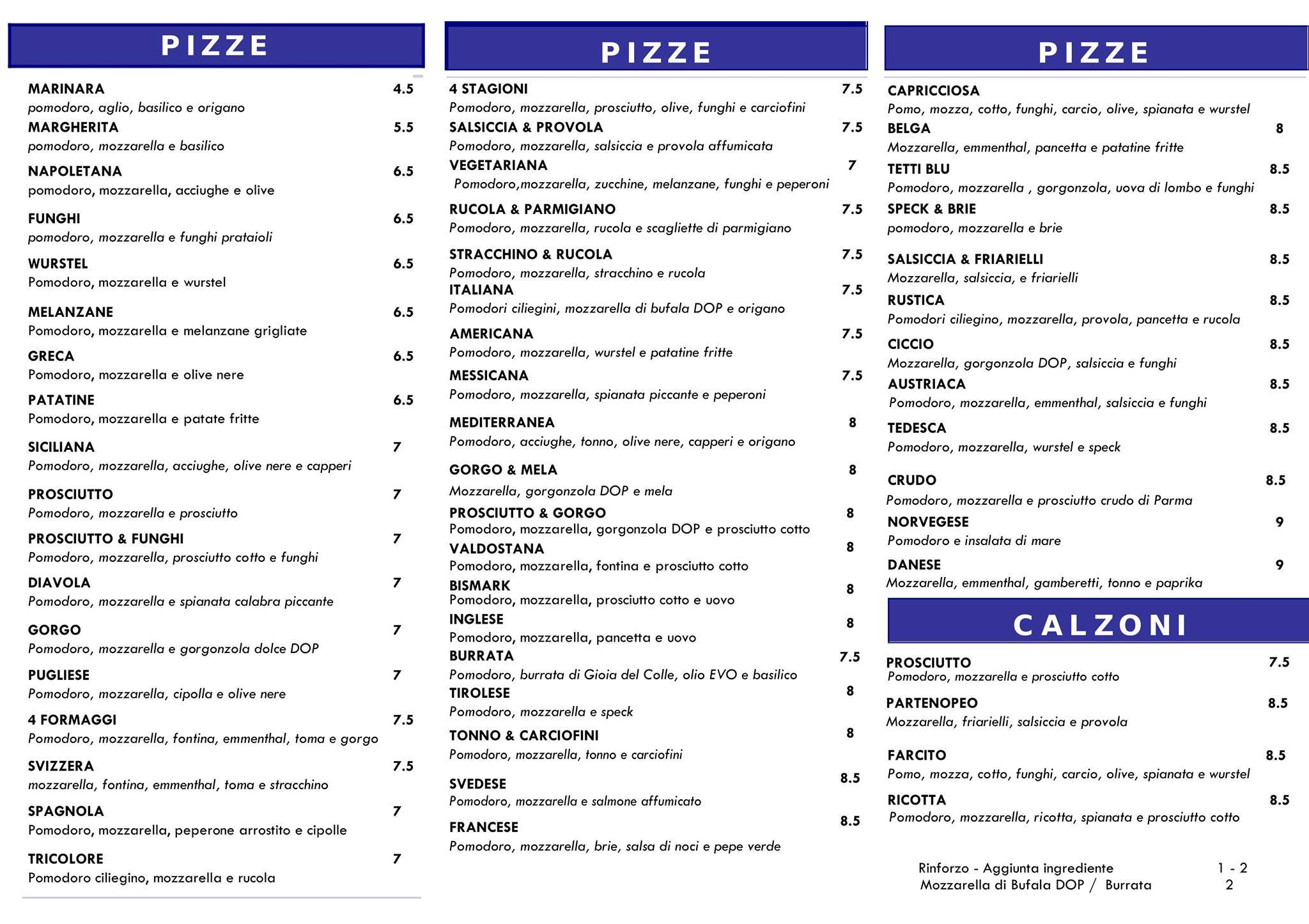 Menu di Ai Tetti Blu 