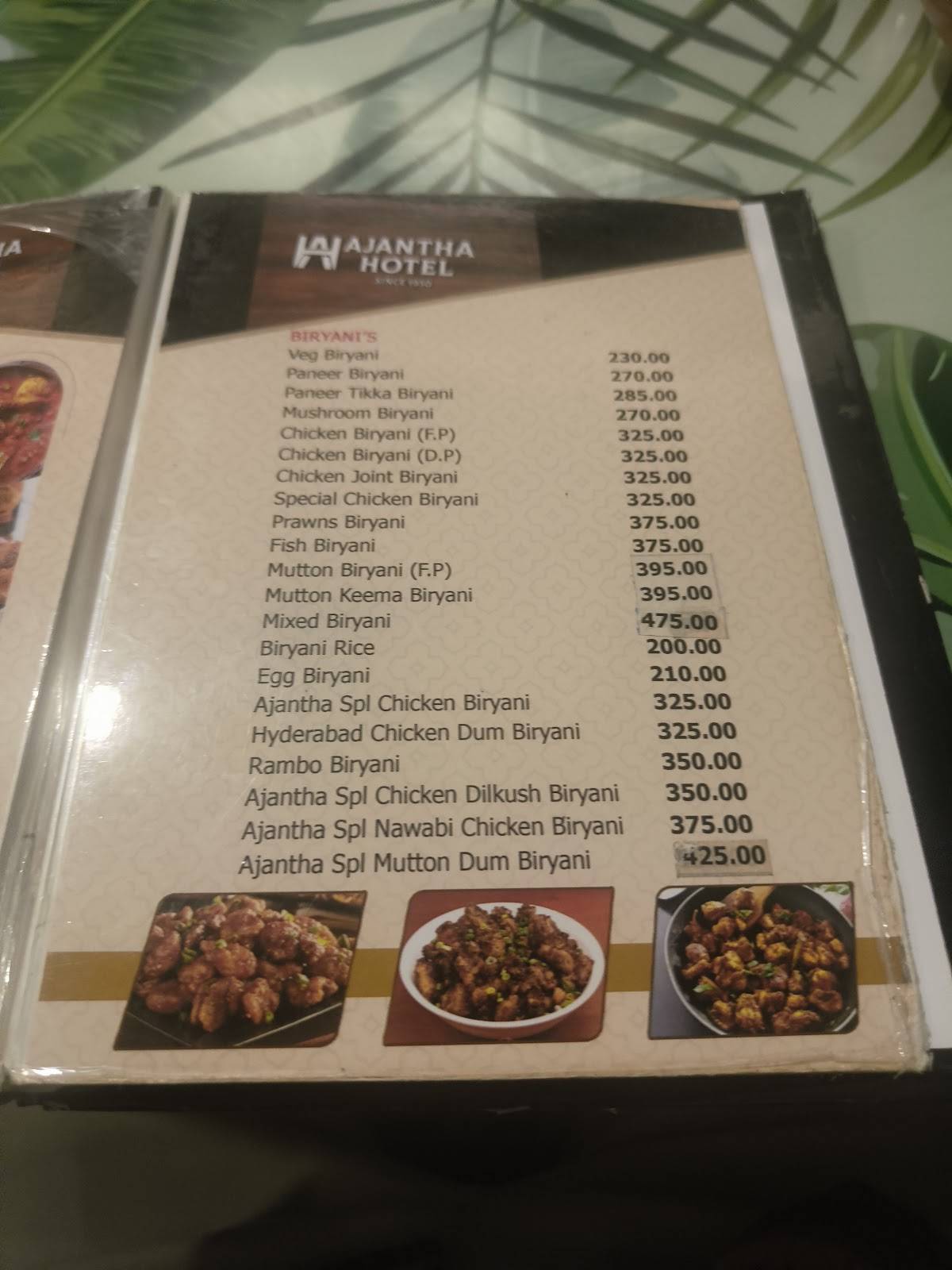 Ajanta Restaurant menu