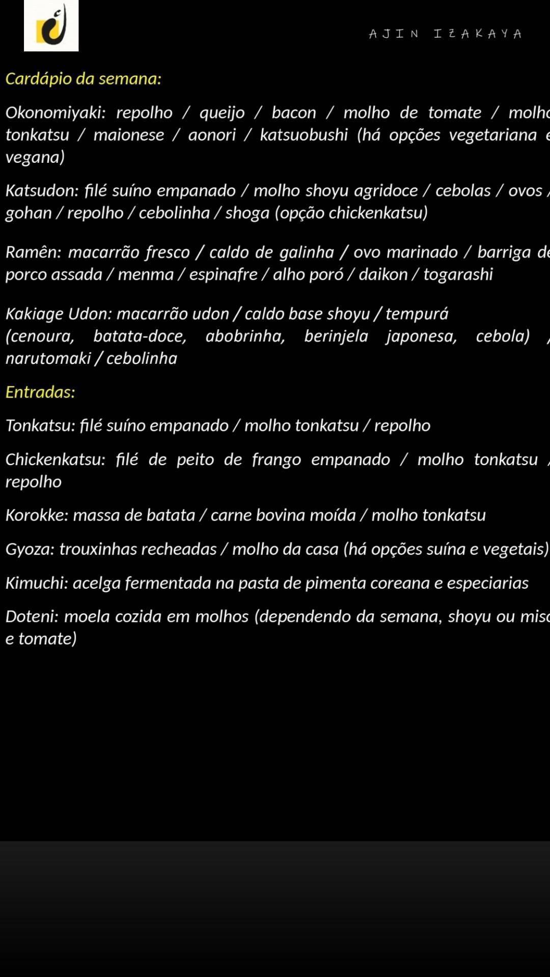 Ajin Izakaya cardápio