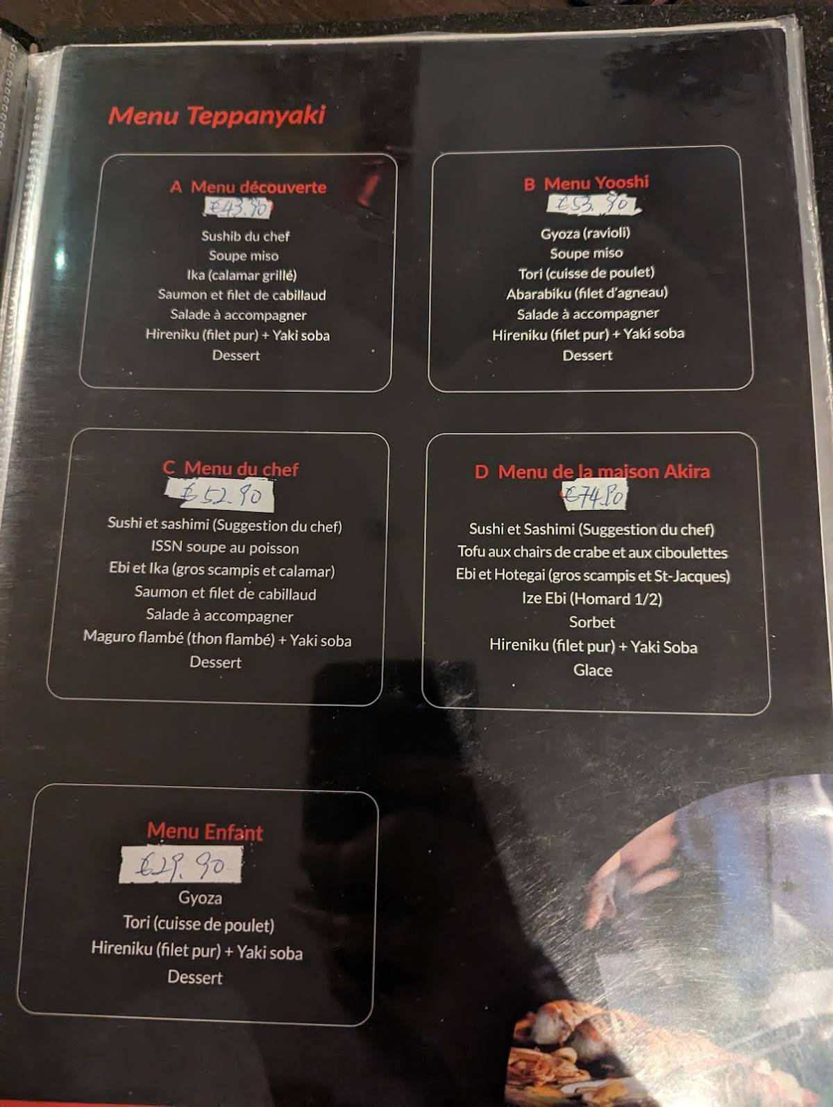 Menu de Akira - Cuisine Japonaise