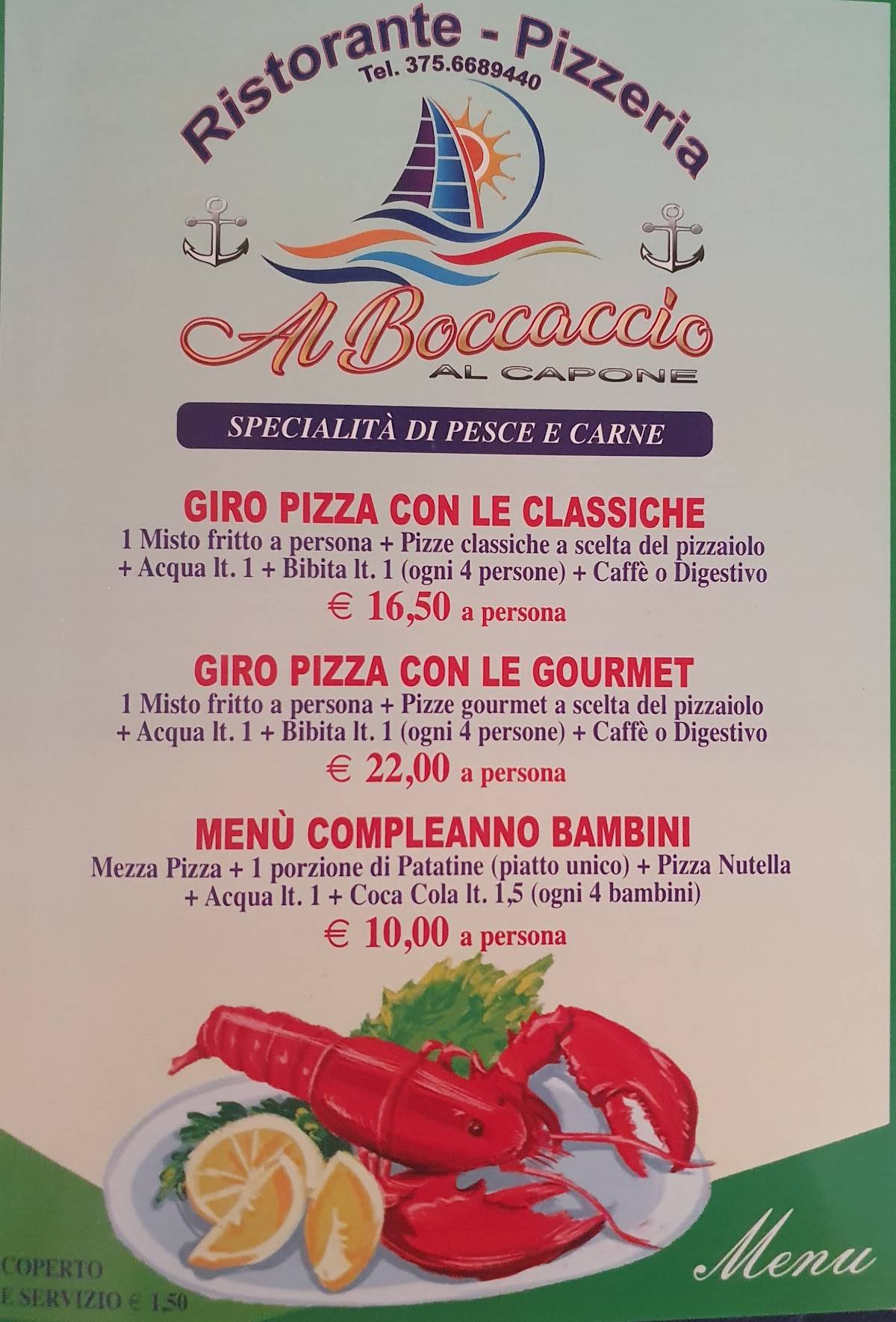 Menu de Al Boccaccio al Capone Pizzeria Ristorante