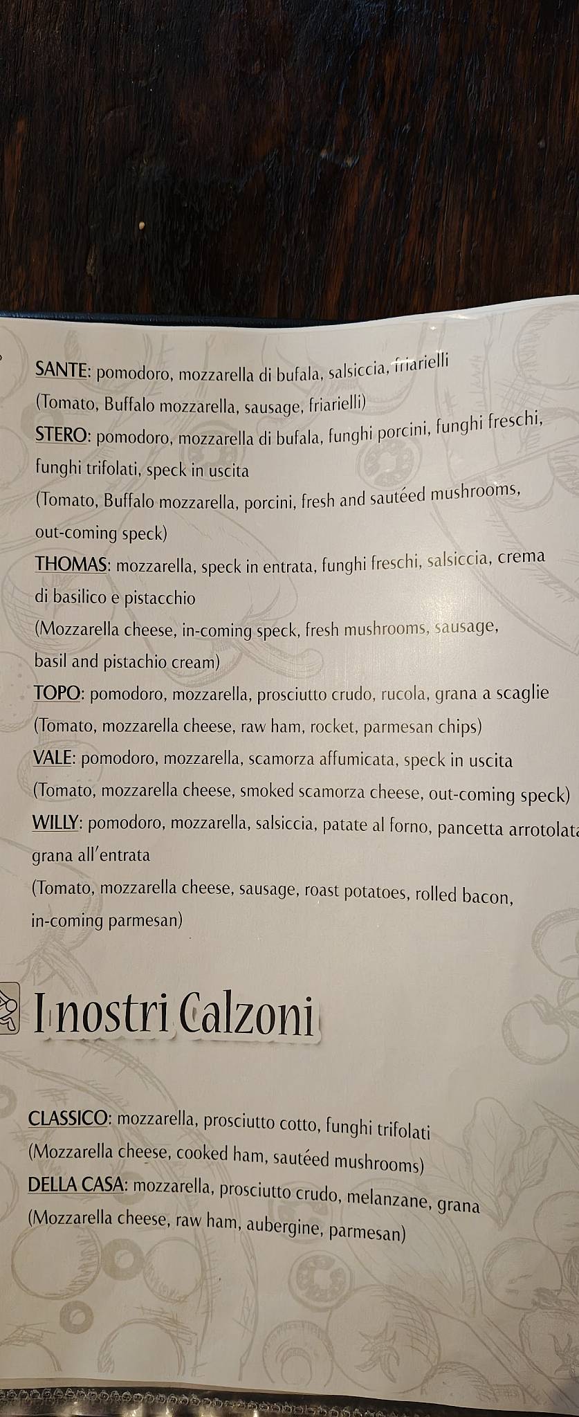 Menu di Al Frattino 