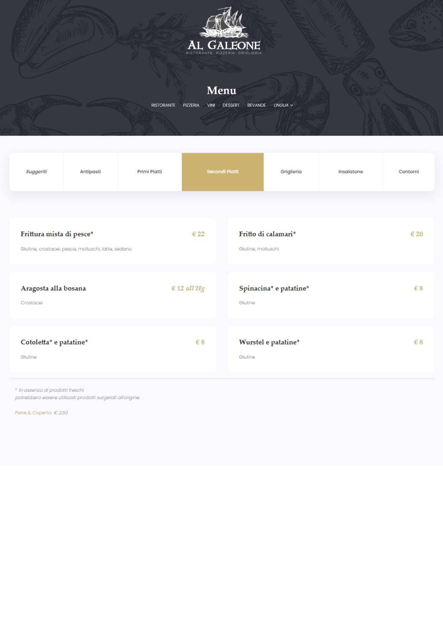 Menu di Al Galeone 