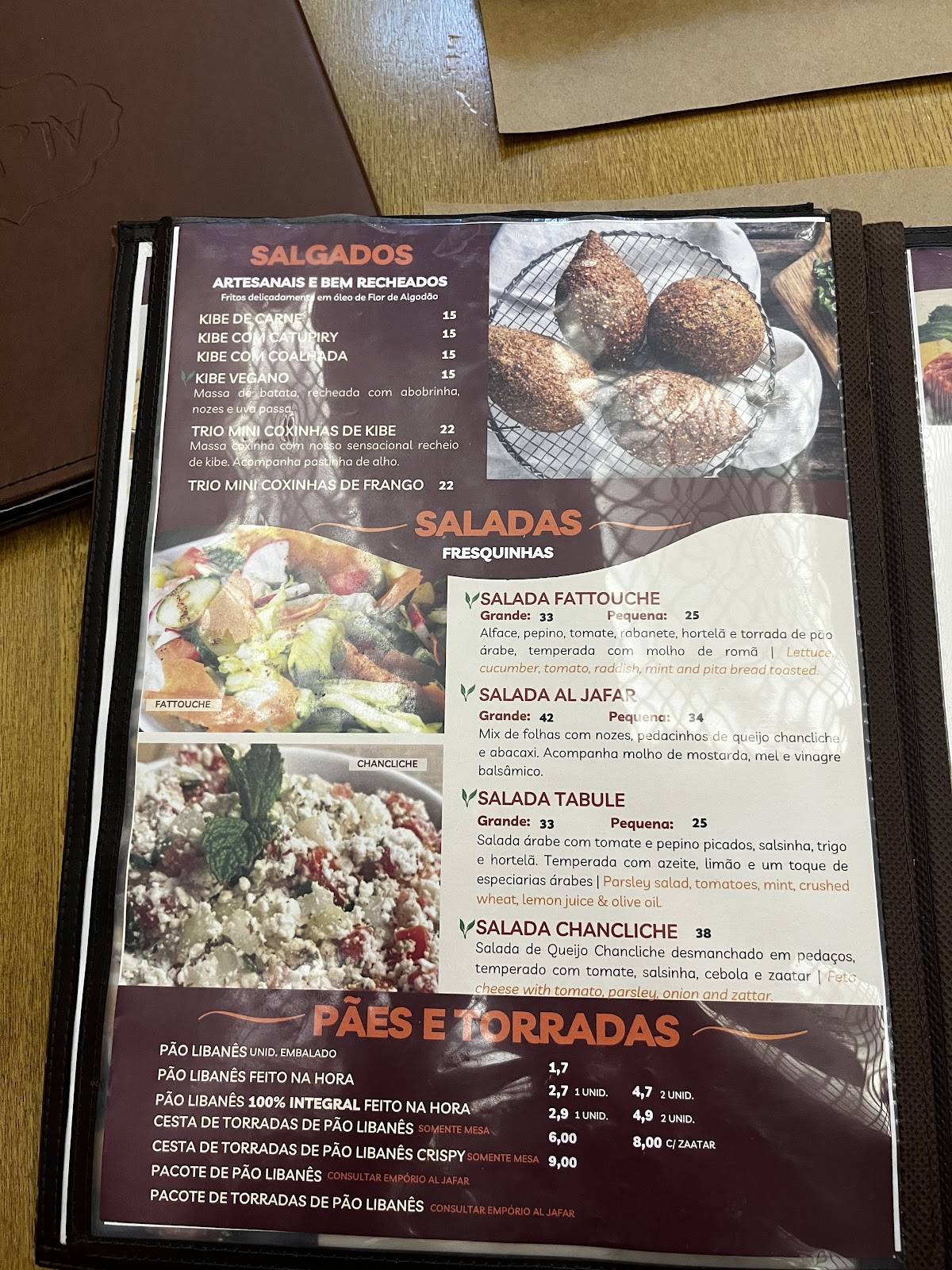 Al Jafar Especialidades Árabes cardápio
