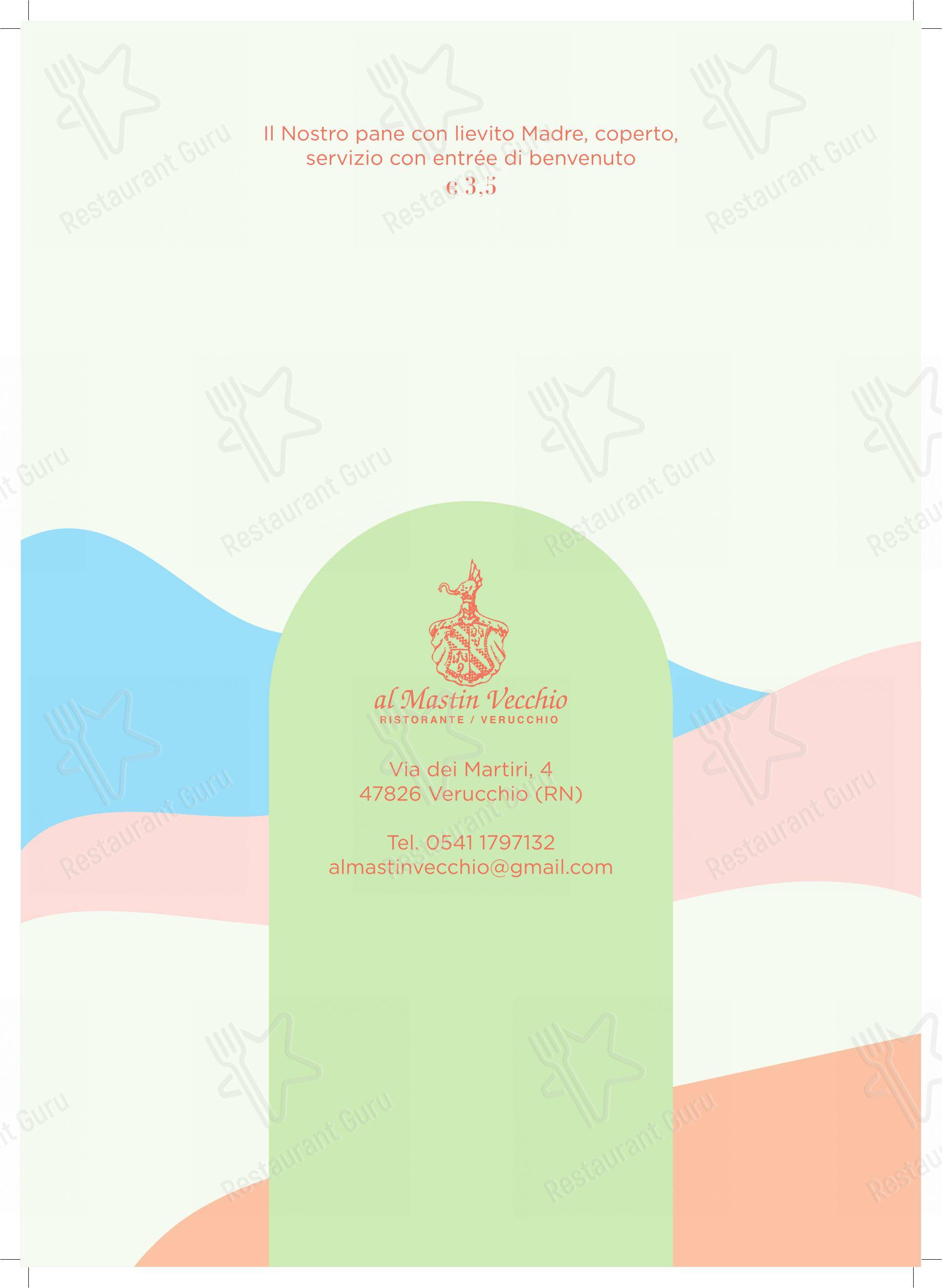 Al Mastin Vecchio in Verucchio - Menu