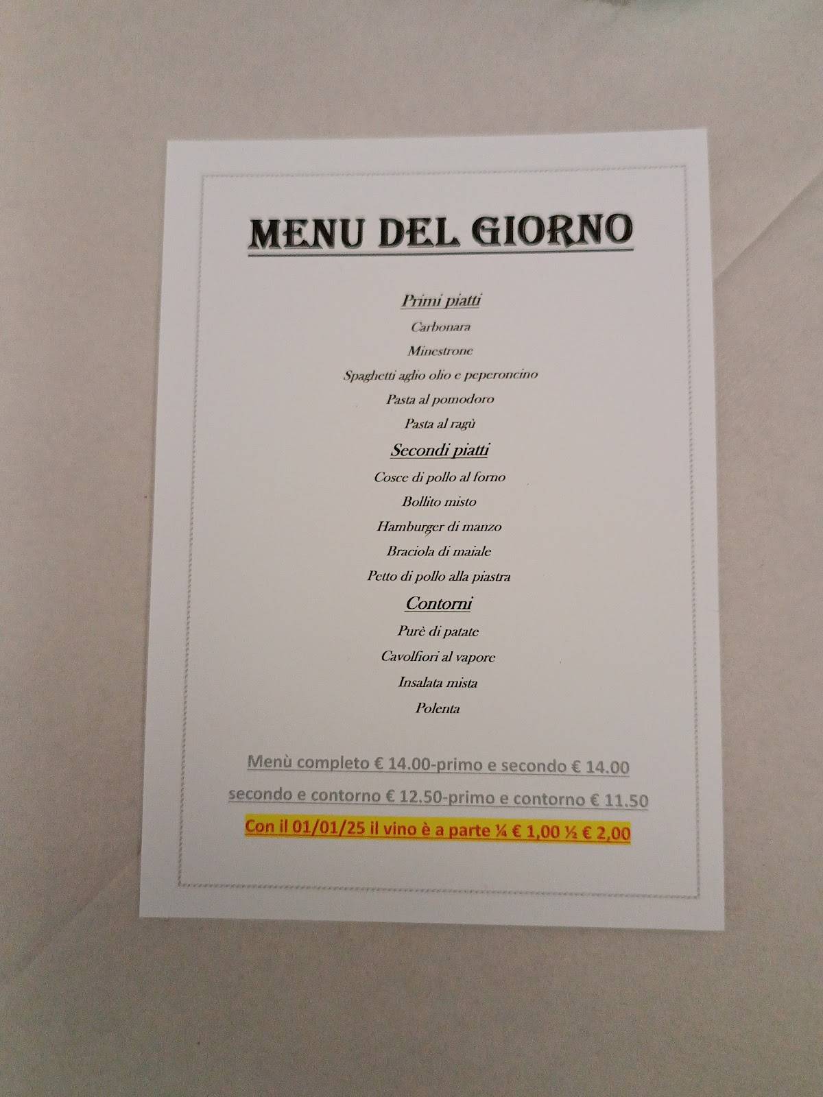 Menu di Al Rifugio 